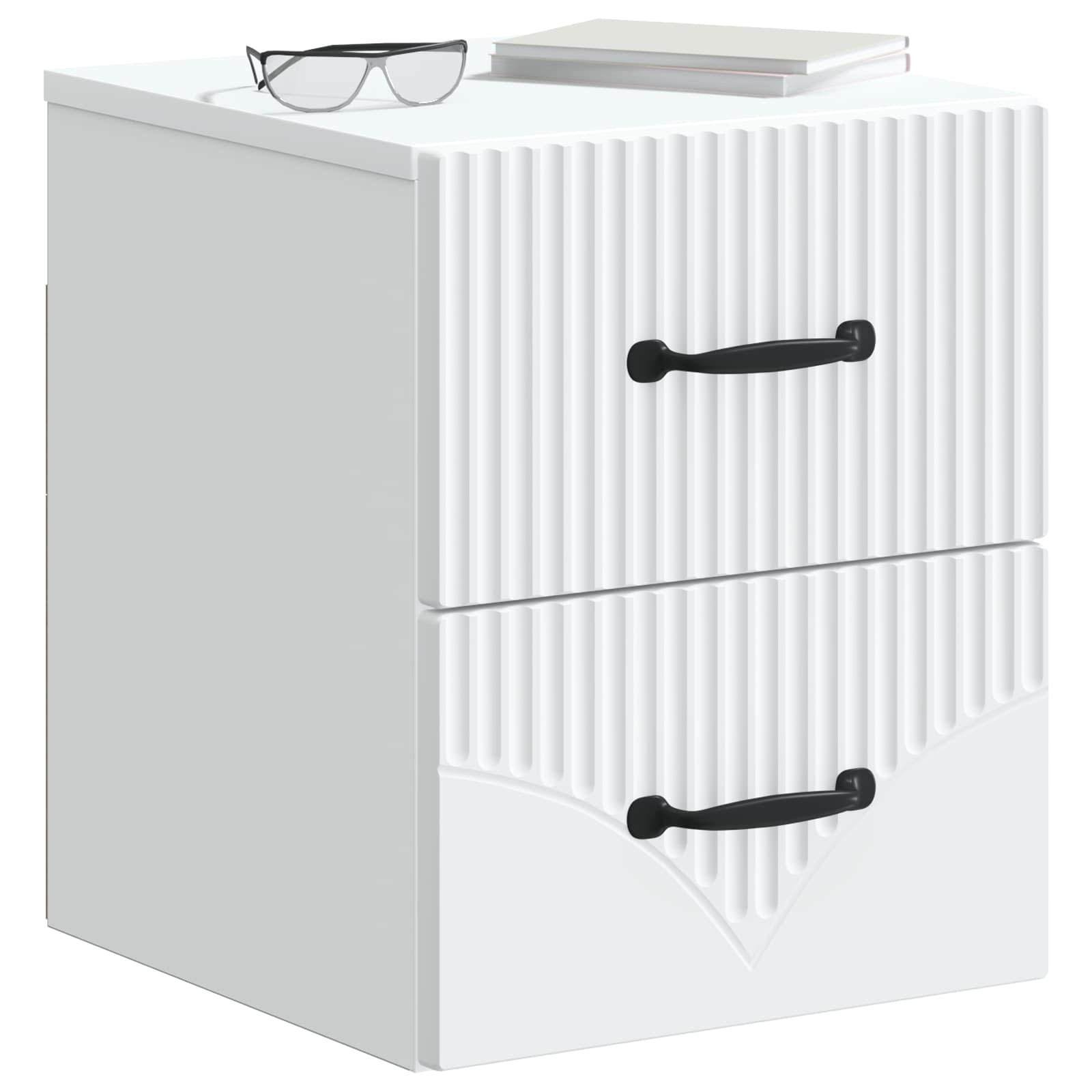 vidaXL Wandbeugel Bedkast 2 pcs Wit 34,5 x 33 x 40 cm Bewerkt hout