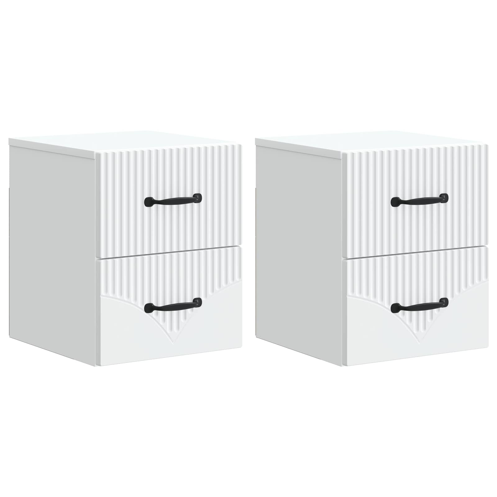 vidaXL Wandbeugel Bedkast 2 pcs Wit 34,5 x 33 x 40 cm Bewerkt hout
