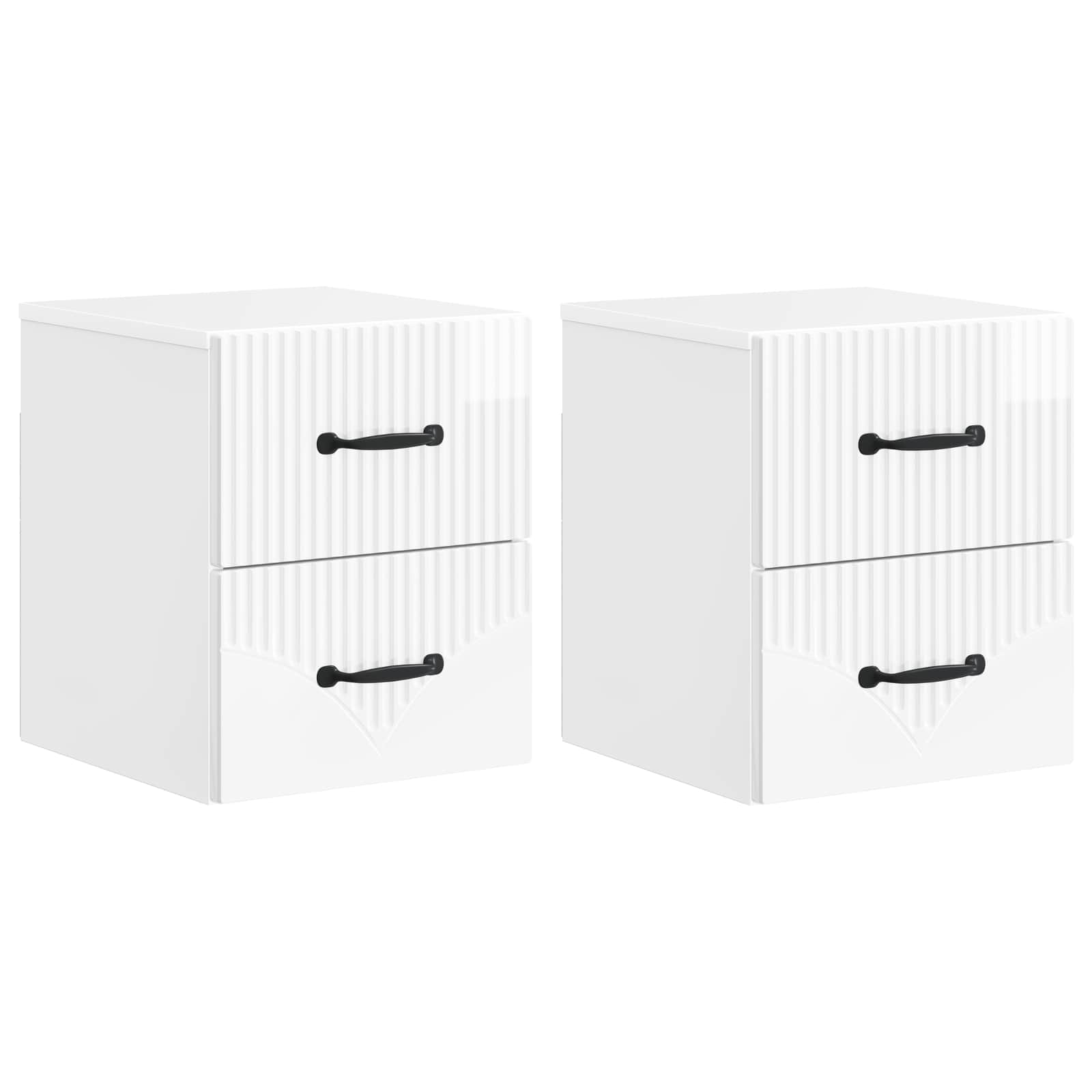 vidaXL Wandbeugel Bedkast 2 pcs Wit 34,5 x 33 x 40 cm Bewerkt hout