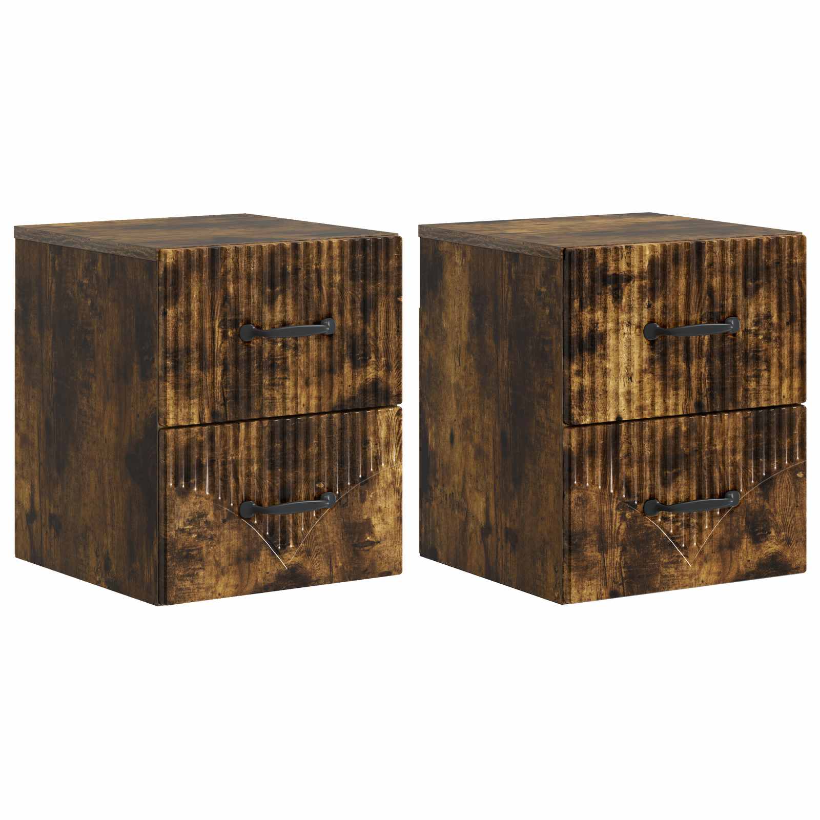vidaXL Wandbeugel Bedkast 2 pcs Wit 34,5 x 33 x 40 cm Bewerkt hout
