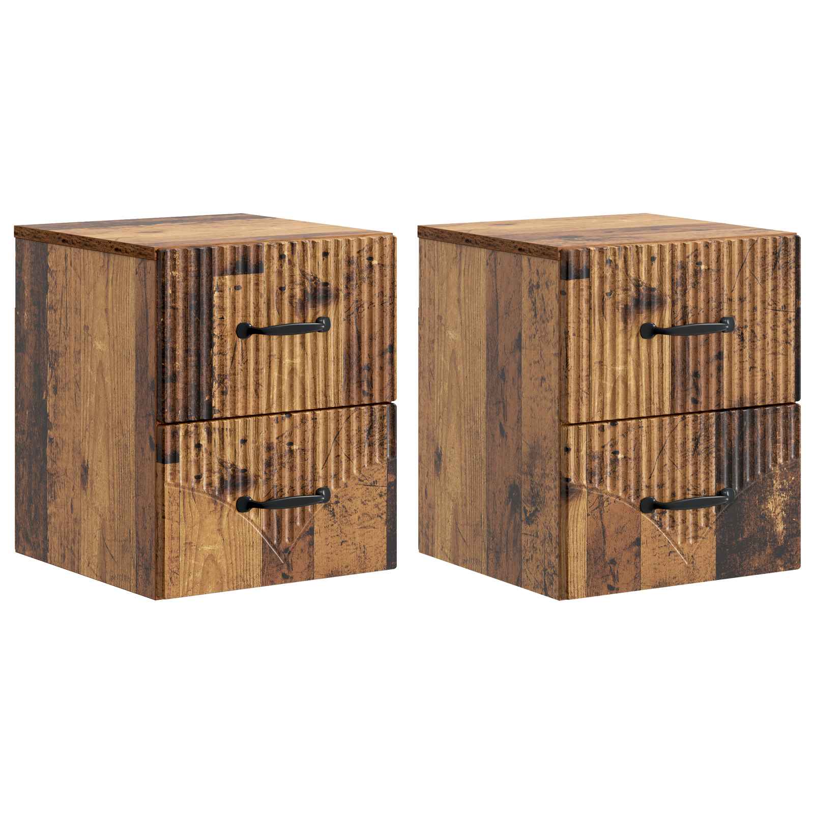 vidaXL Wandbeugel Bedkast 2 pcs Wit 34,5 x 33 x 40 cm Bewerkt hout