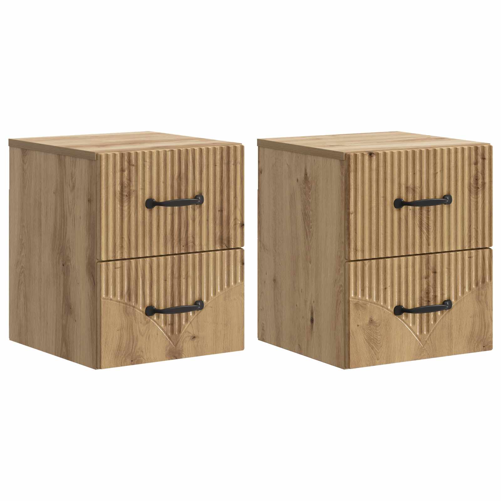 vidaXL Wandbeugel Bedkast 2 pcs Wit 34,5 x 33 x 40 cm Bewerkt hout