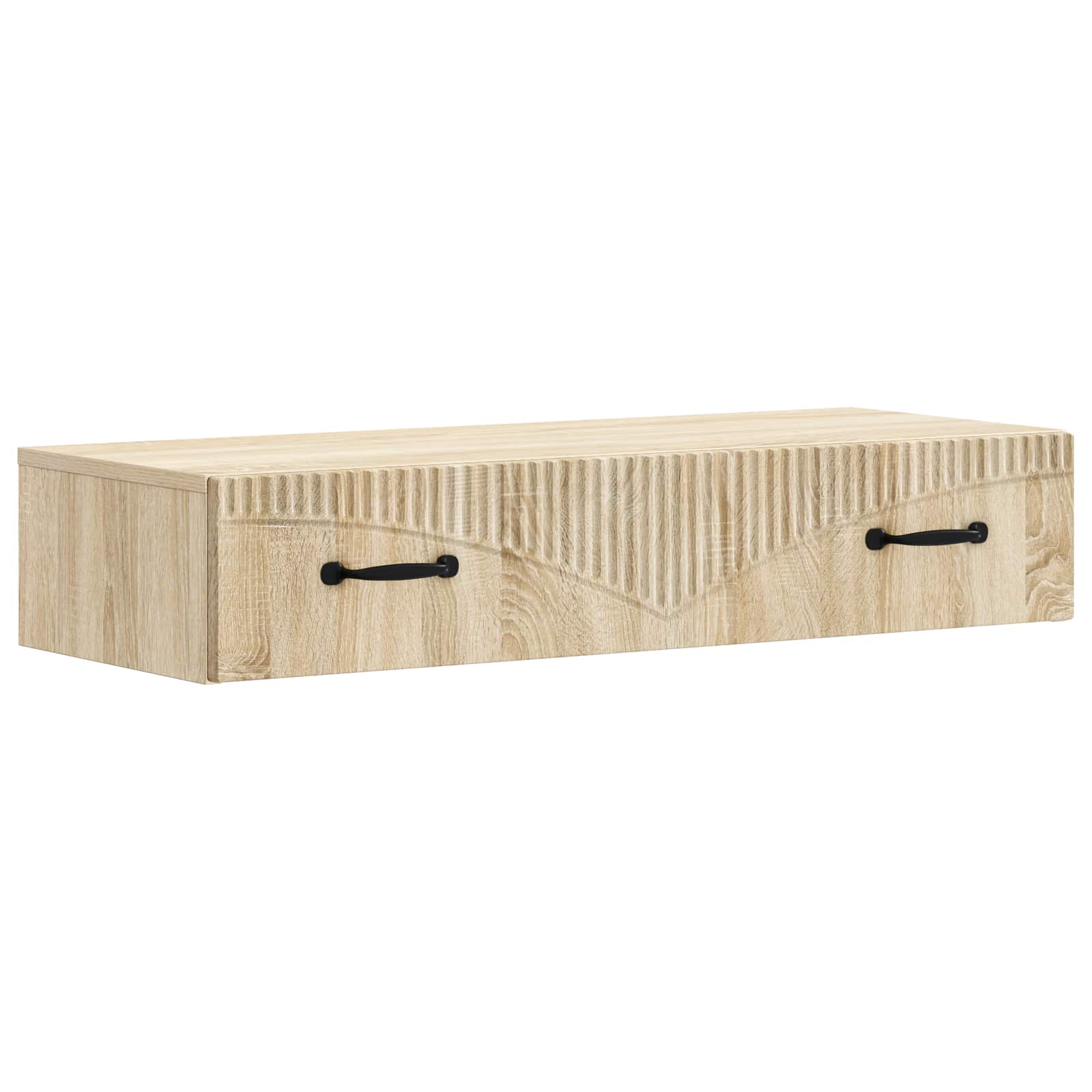 vidaXL Wandmontage Zijtafel Zwart 59 x 34,5 x 17 cm Bewerkt hout