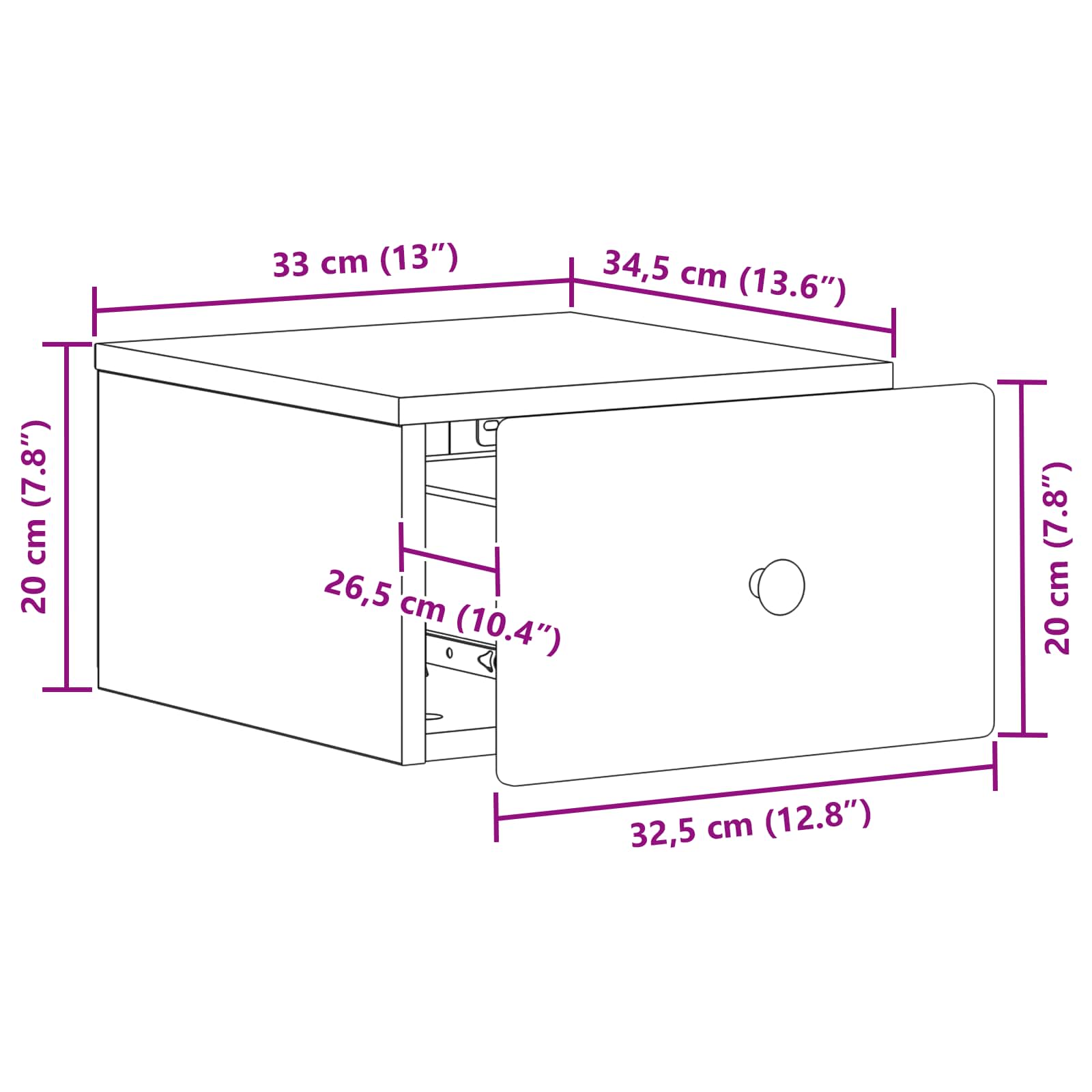 vidaXL Wandbeugel Bedkast 2 pcs Wit 34,5 x 33 x 20 cm Bewerkt hout