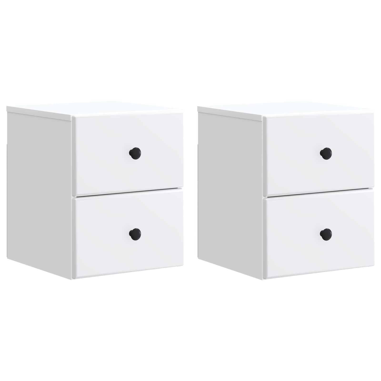 vidaXL Wandbeugel Bedkast 2 pcs Wit 34,5 x 33 x 40 cm Bewerkt hout