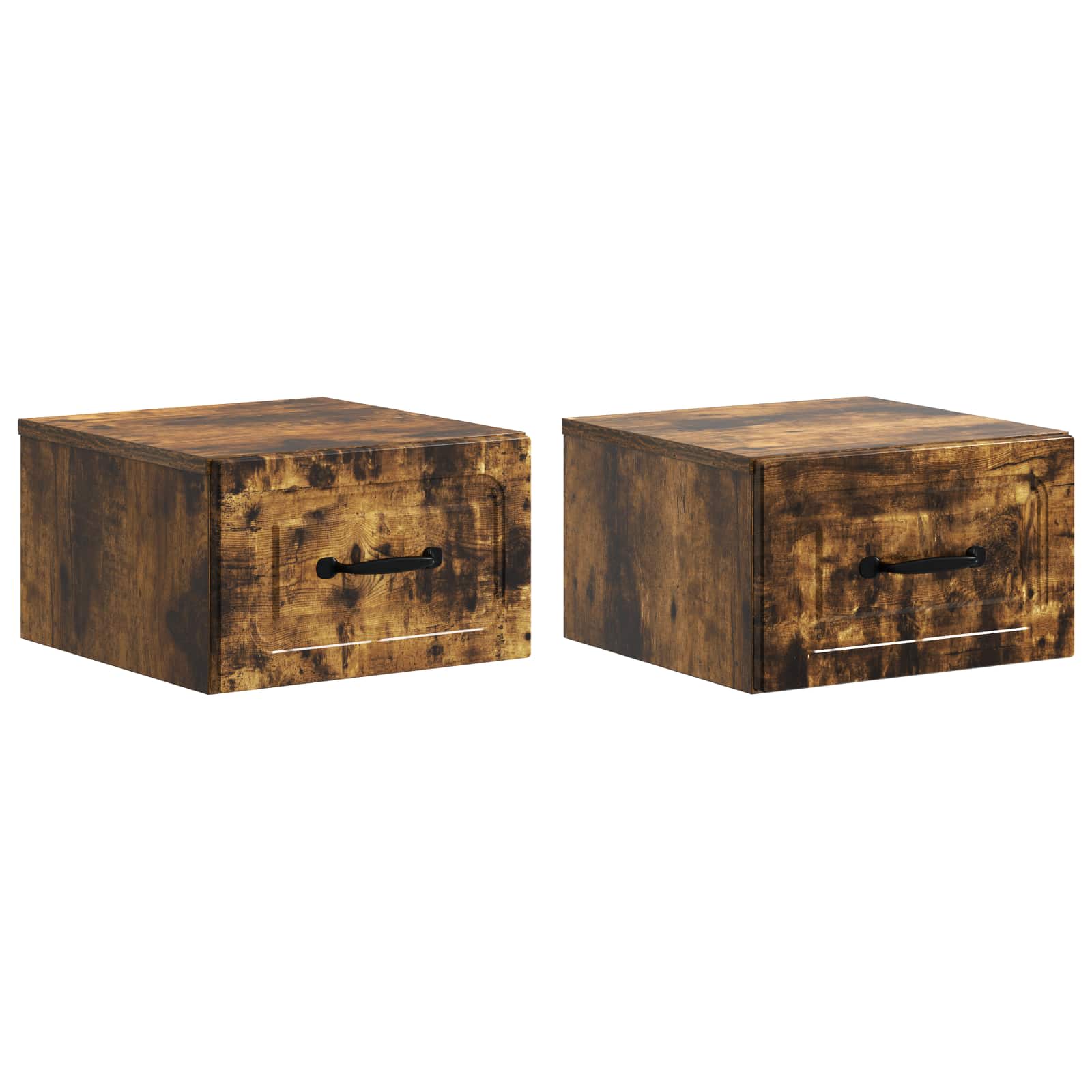 vidaXL Wandbeugel Bedkast met lade 2 pcs Oud hout 34,5 x 33 x 20 cm