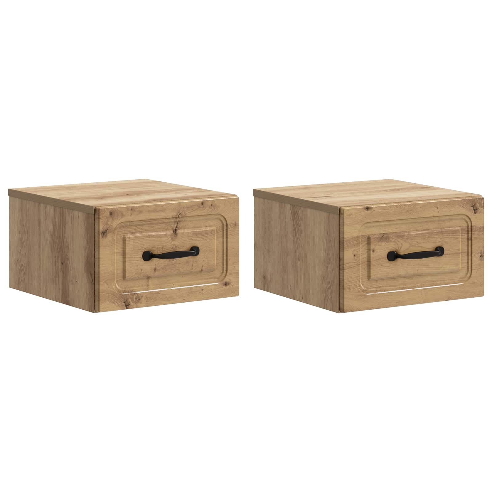 vidaXL Wandbeugel Bedkast met lade 2 pcs Oud hout 34,5 x 33 x 20 cm