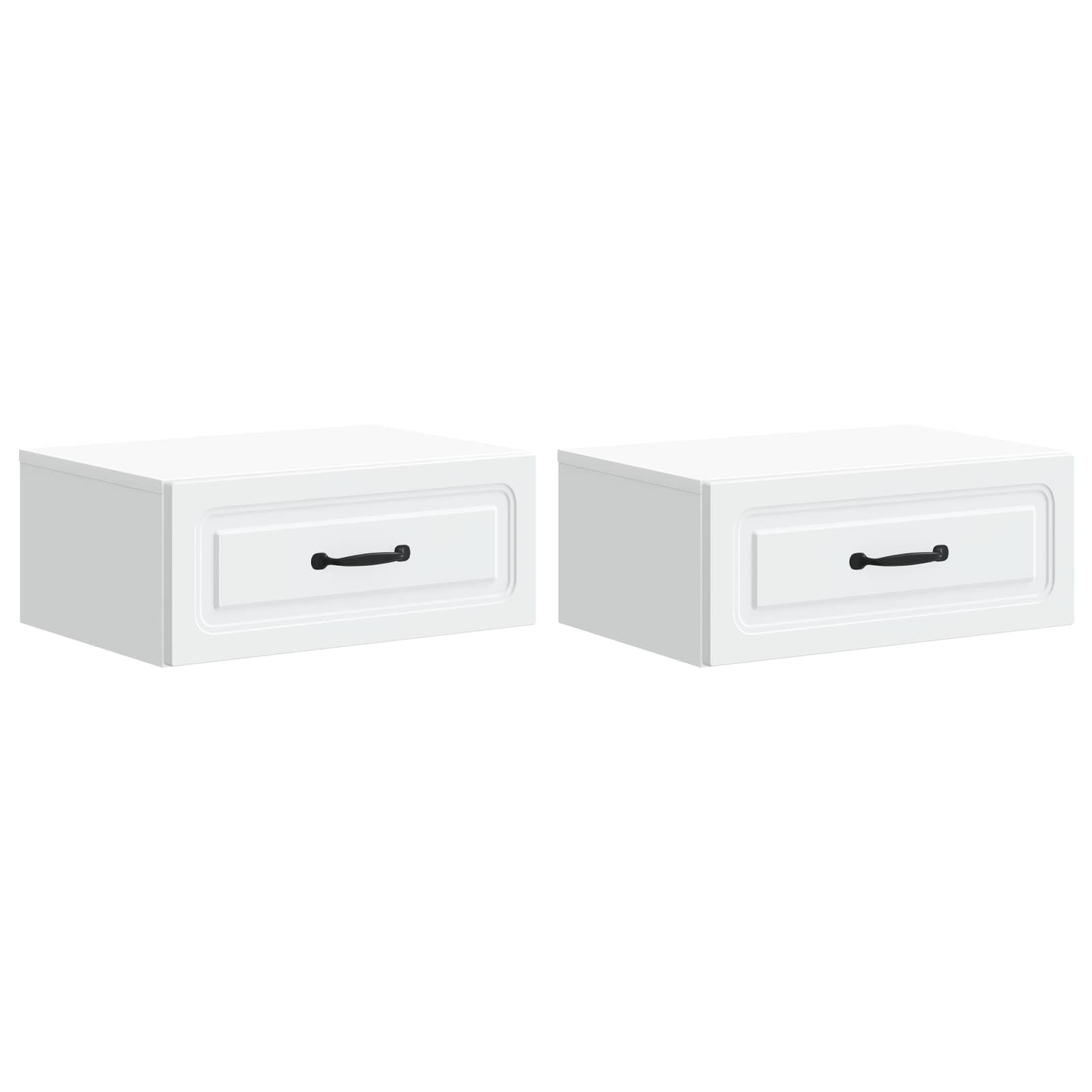 vidaXL Wandbeugel Bedkast 2 pcs Wit 49 x 34,5 x 20 cm Bewerkt hout