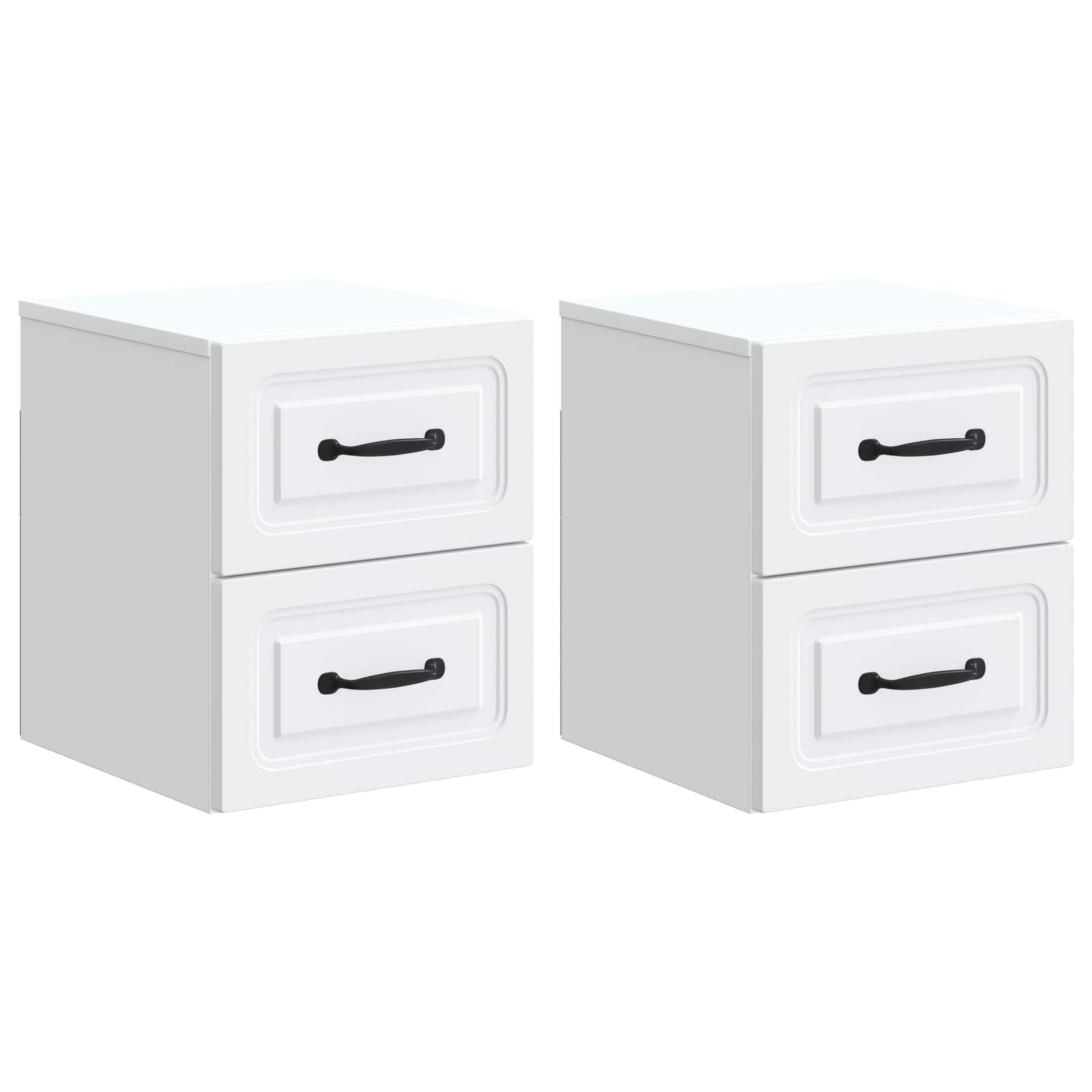 vidaXL Wandbeugel Bedkast 2 pcs Wit 34,5 x 33 x 40 cm Bewerkt hout