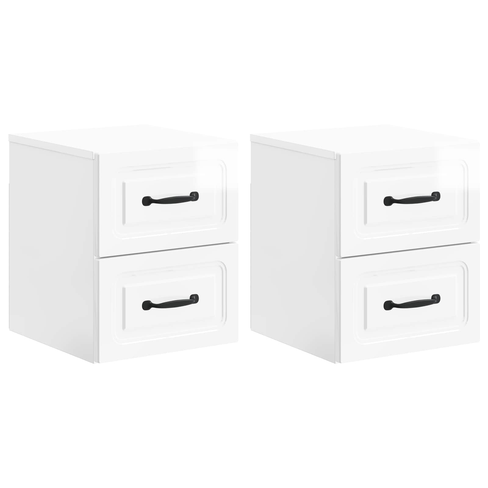 vidaXL Wandbeugel Bedkast 2 pcs Wit 34,5 x 33 x 40 cm Bewerkt hout