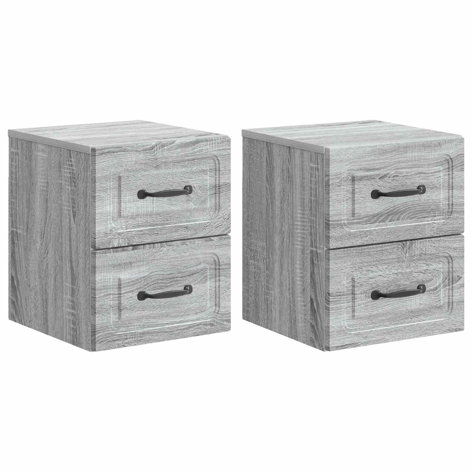 vidaXL Wandbeugel Bedkast 2 pcs Wit 34,5 x 33 x 40 cm Bewerkt hout