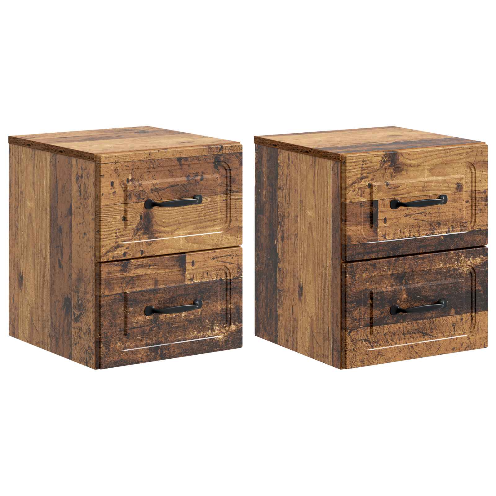 vidaXL Wandbeugel Bedkast 2 pcs Wit 34,5 x 33 x 40 cm Bewerkt hout