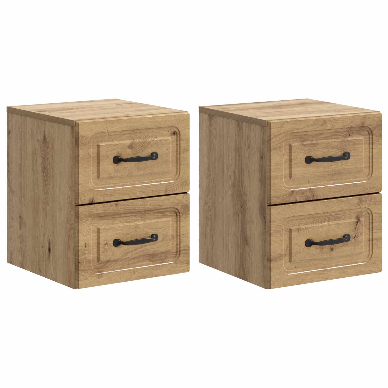 vidaXL Wandbeugel Bedkast 2 pcs Wit 34,5 x 33 x 40 cm Bewerkt hout