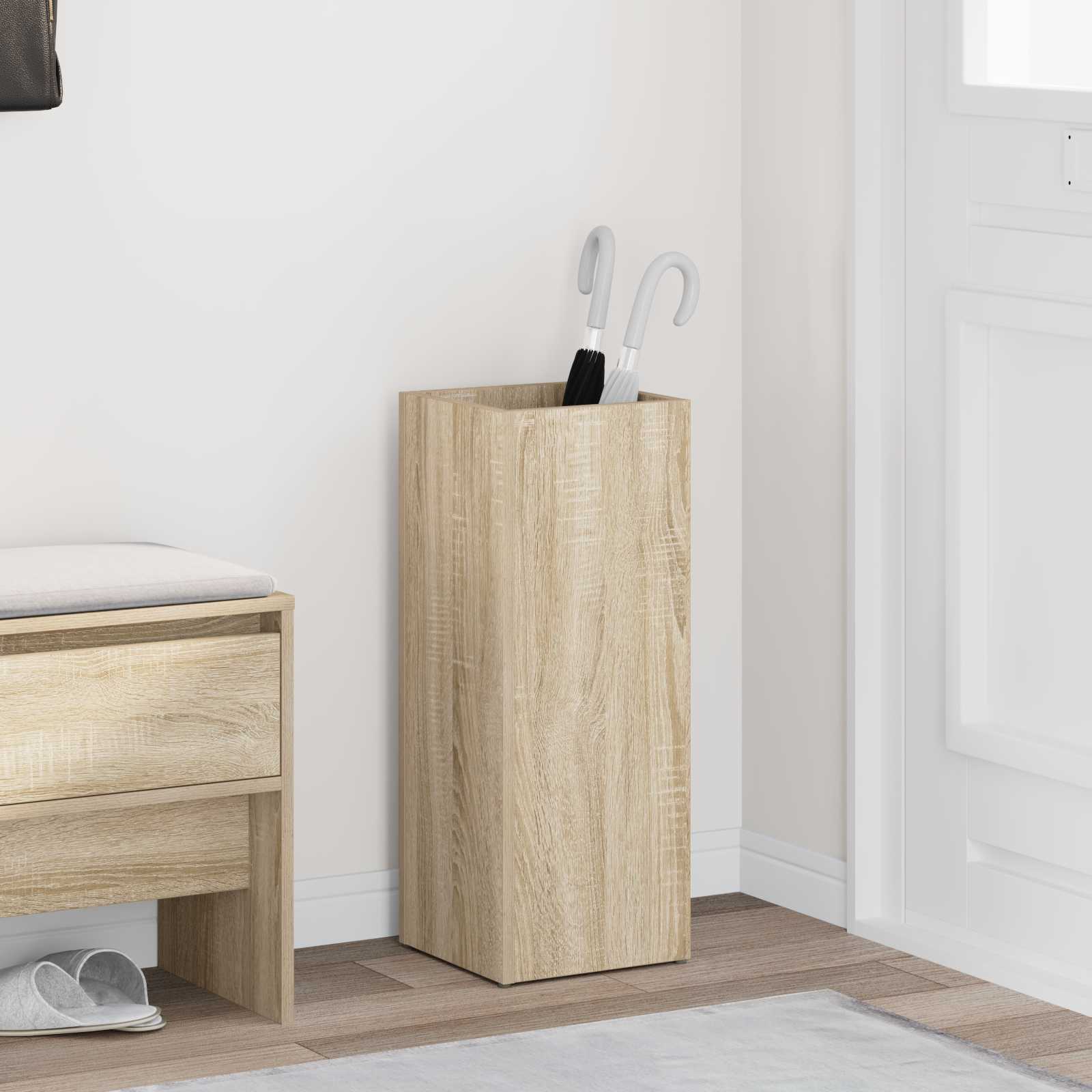 vidaXL Paraplu Standaard met opslag Wit 25 x 24,5 x 64 cm Bewerkt hout