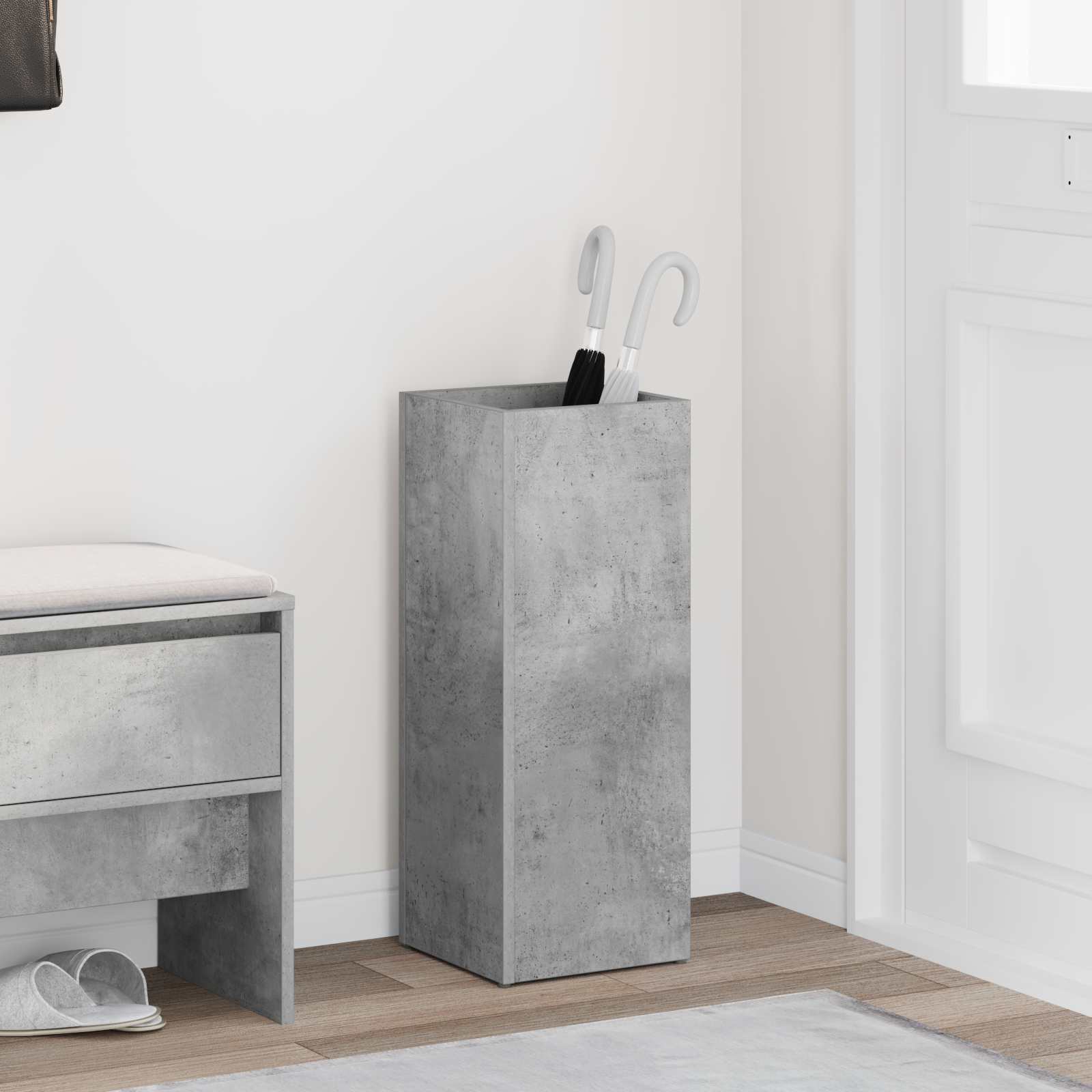 vidaXL Paraplu Standaard met opslag Wit 25 x 24,5 x 64 cm Bewerkt hout