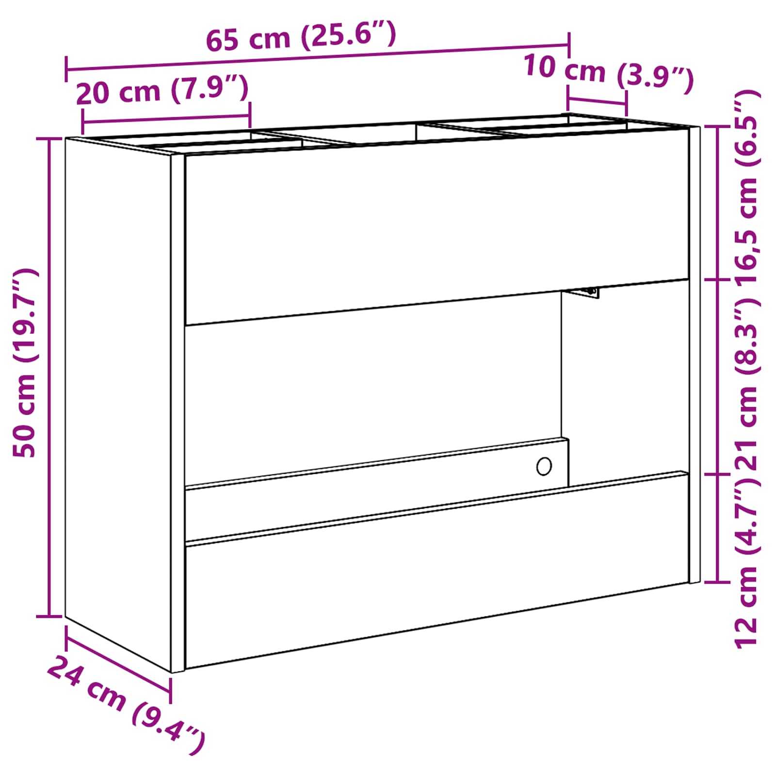 vidaXL Paraplu Standaard met opslag Wit 65 x 24 x 50 cm Bewerkt hout