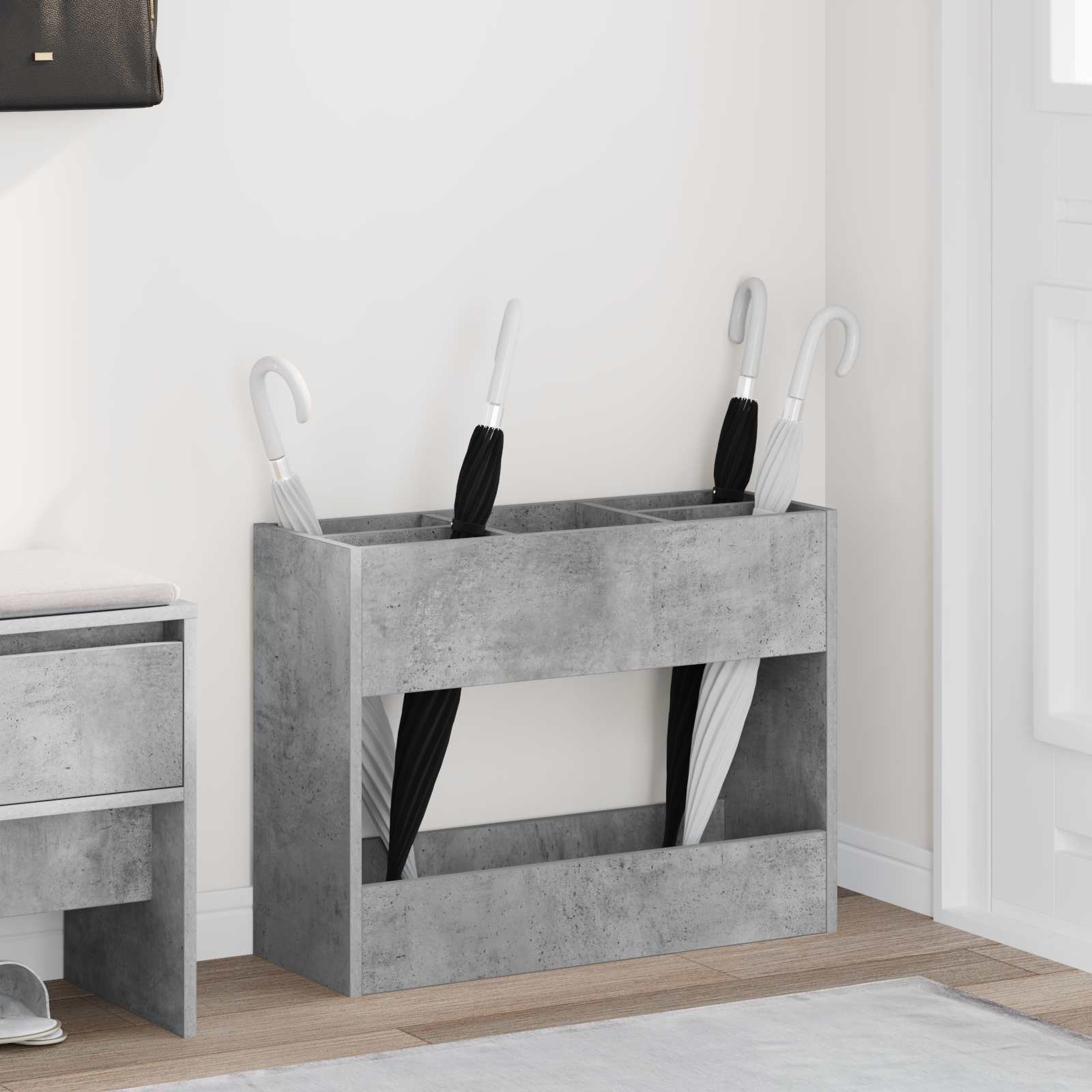 vidaXL Paraplu Standaard met opslag Wit 65 x 24 x 50 cm Bewerkt hout