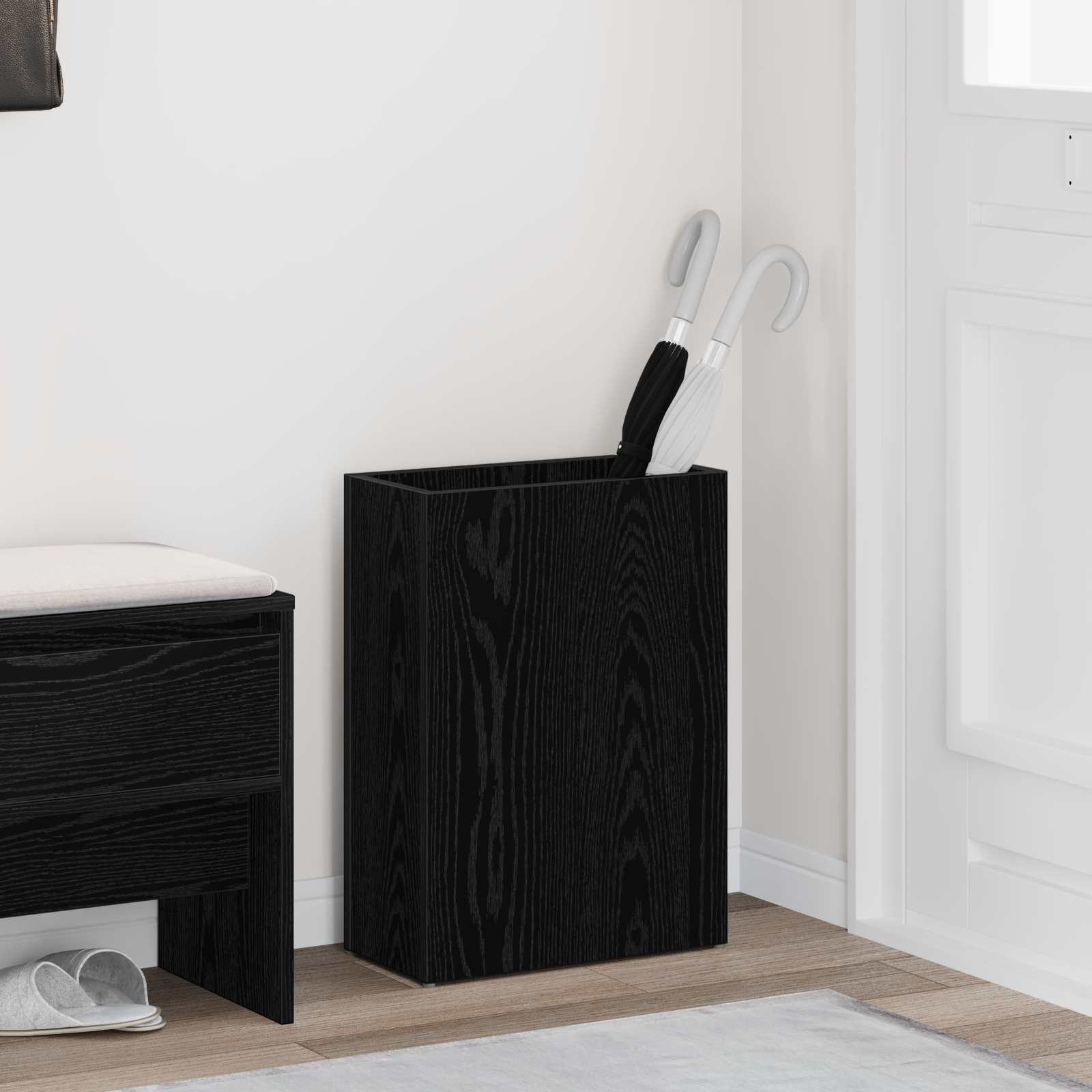vidaXL Paraplu Standaard met opslag Wit 40 x 20 x 55,5 cm Bewerkt hout