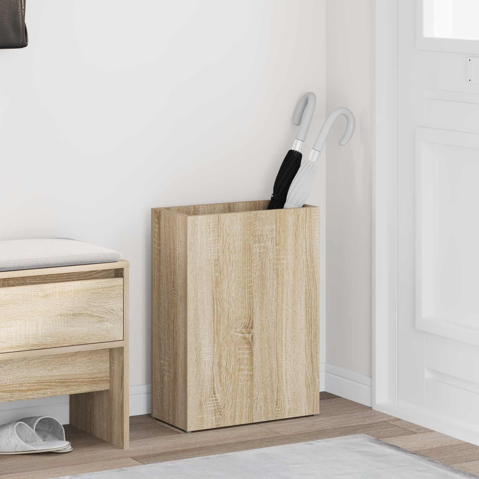 vidaXL Paraplu Standaard met opslag Wit 40 x 20 x 55,5 cm Bewerkt hout