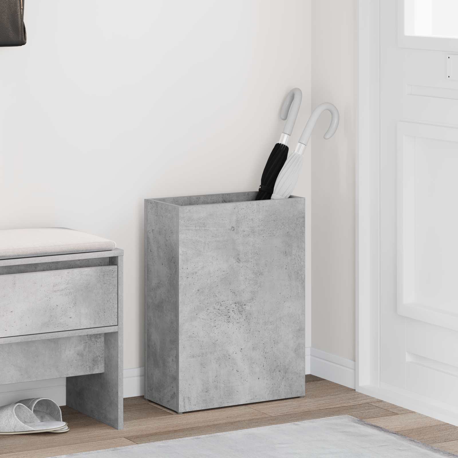 vidaXL Paraplu Standaard met opslag Wit 40 x 20 x 55,5 cm Bewerkt hout