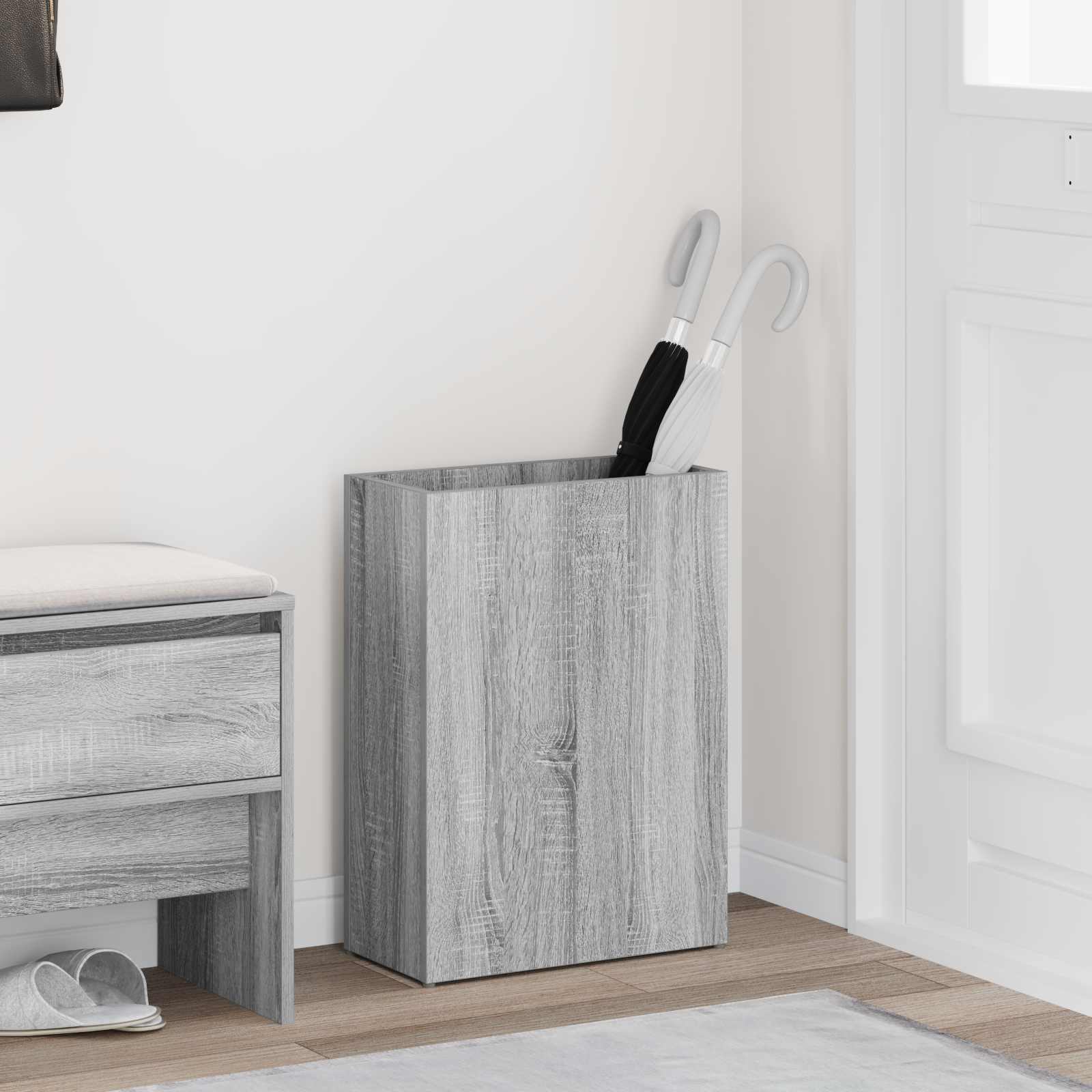 vidaXL Paraplu Standaard met opslag Wit 40 x 20 x 55,5 cm Bewerkt hout