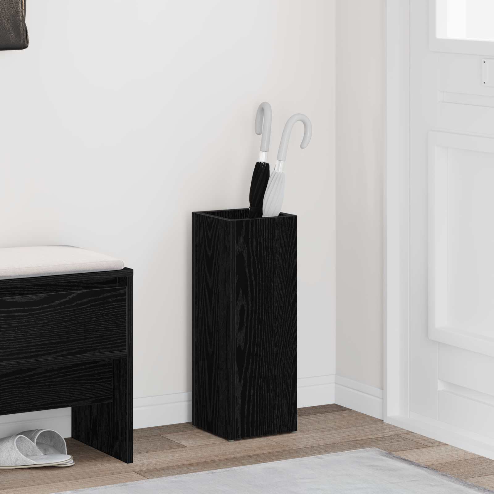 vidaXL Paraplu Standaard met opslag Wit 40 x 20 x 55,5 cm Bewerkt hout