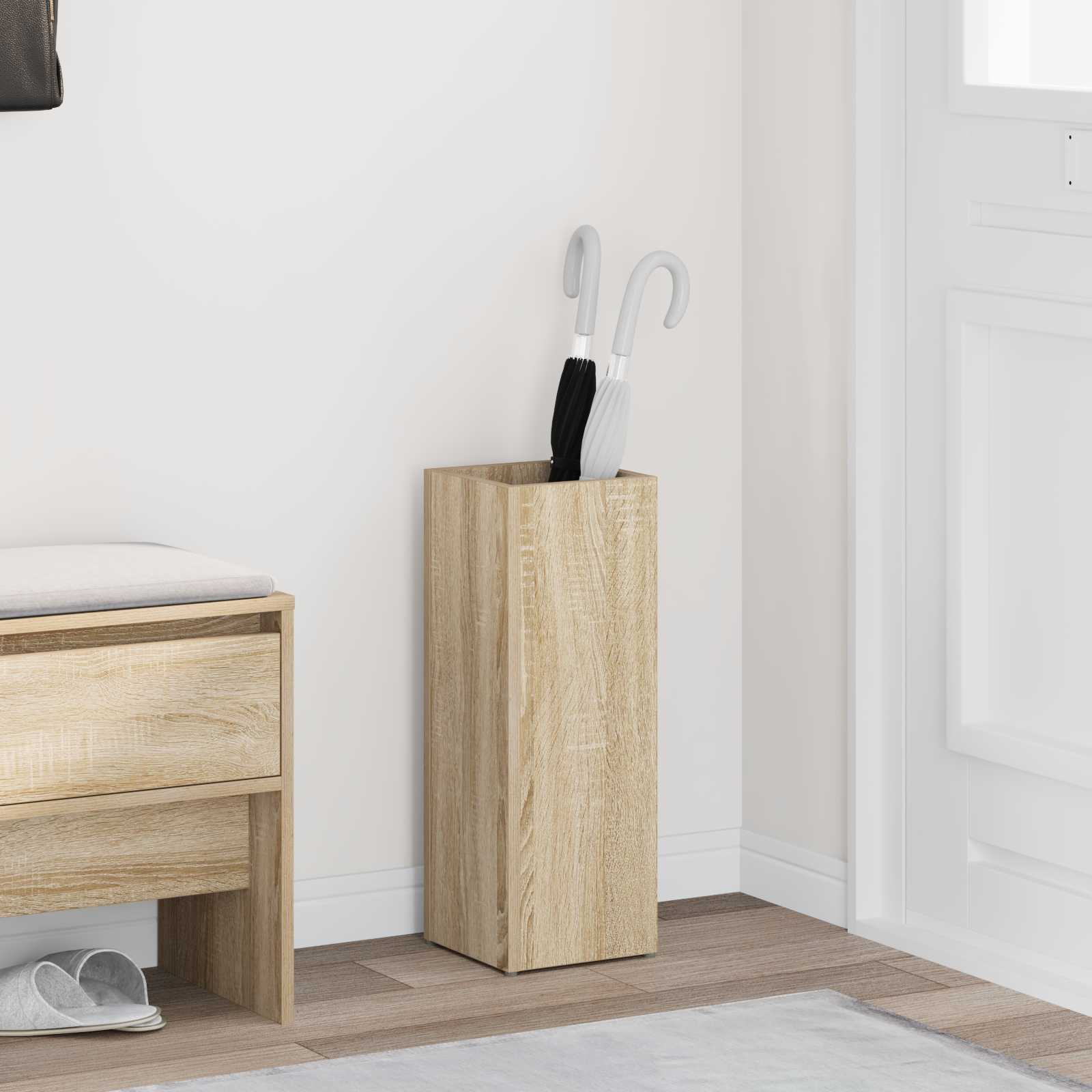 vidaXL Paraplu Standaard met opslag Wit 40 x 20 x 55,5 cm Bewerkt hout