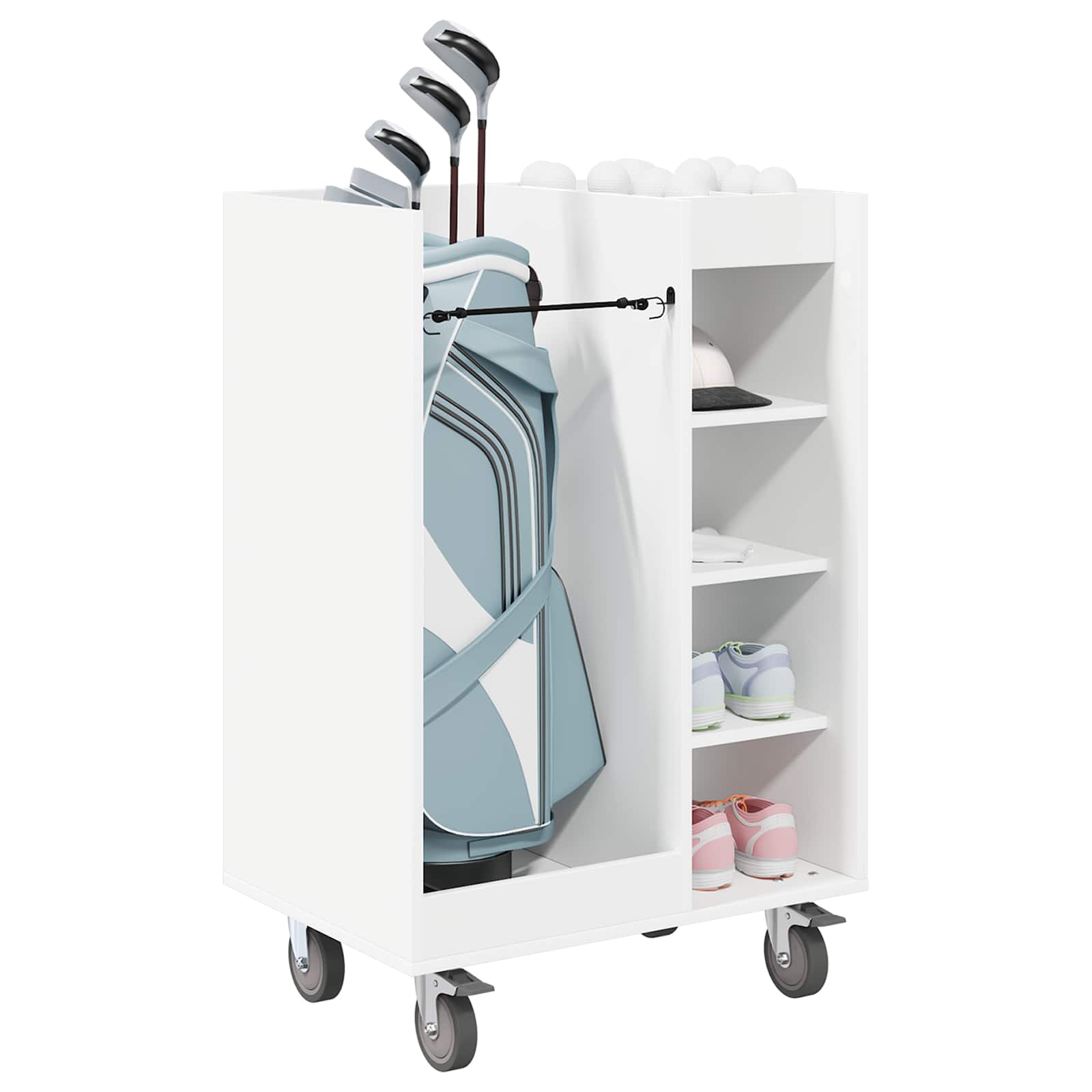 vidaXL Golfkast met wiel Effen Wit 65 x 45 x 98 cm