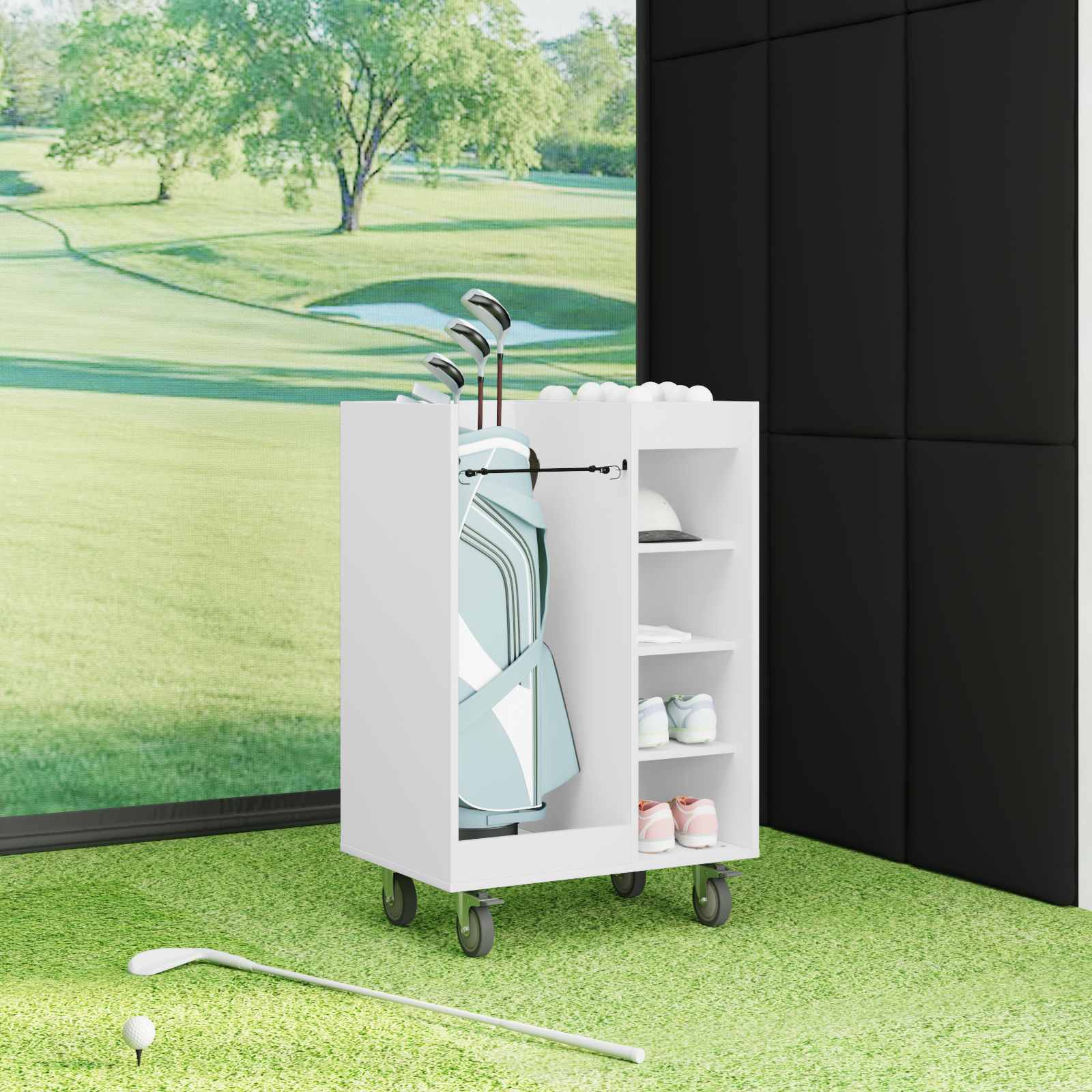 vidaXL Golfkast met wiel Effen Wit 65 x 45 x 98 cm