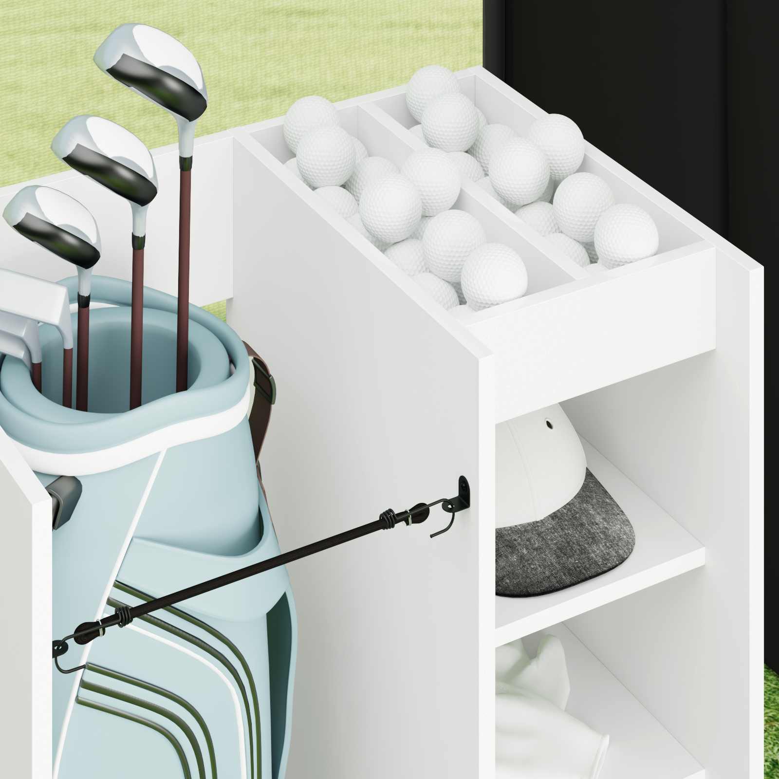 vidaXL Golfkast met wiel Effen Wit 65 x 45 x 98 cm