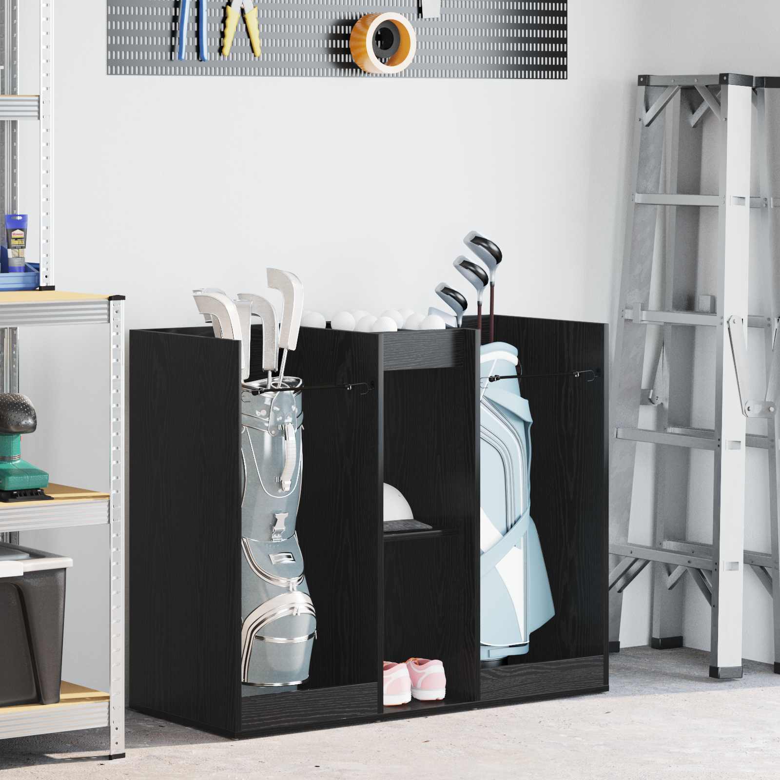 vidaXL Golfkast met wiel Effen Wit 65 x 45 x 98 cm
