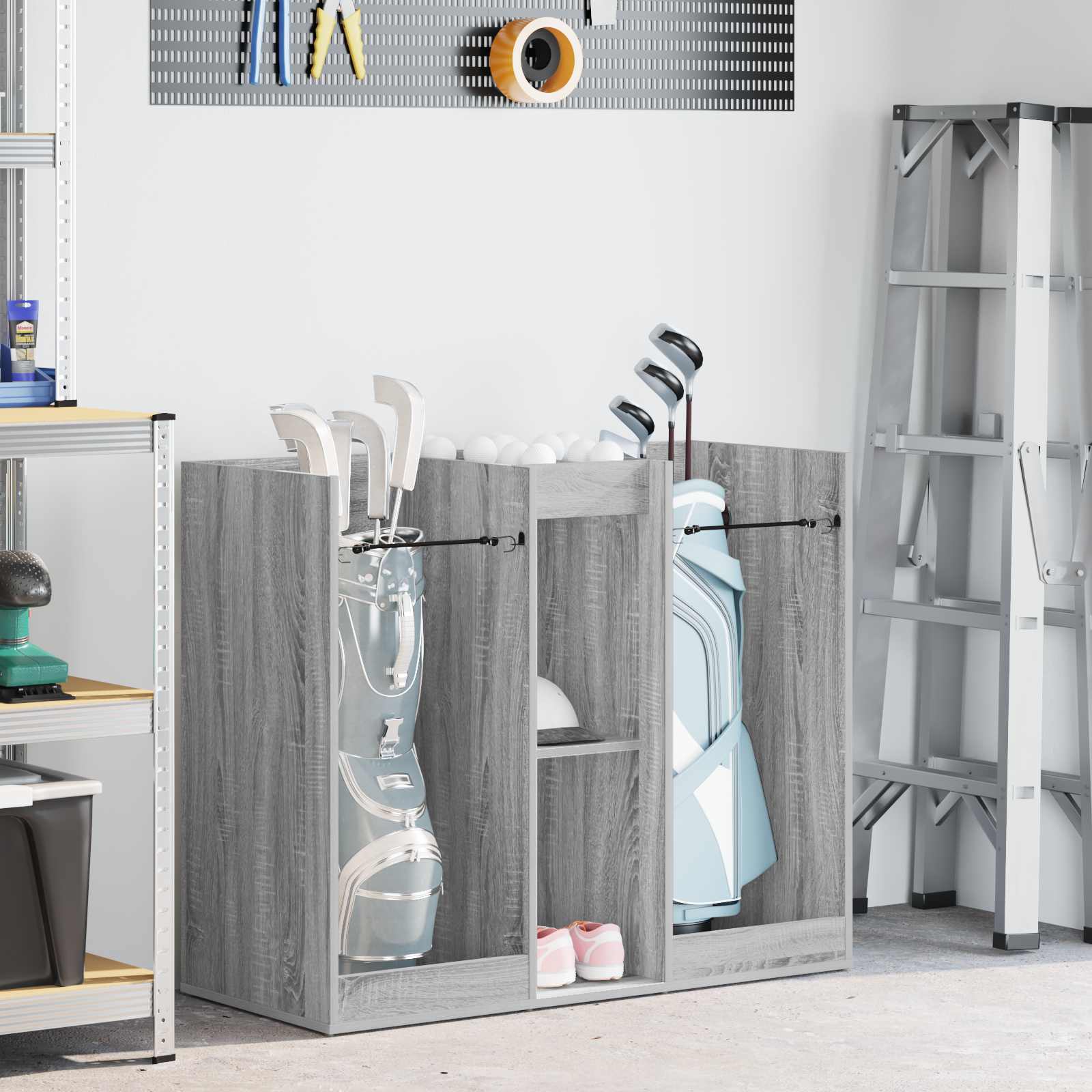 vidaXL Golfkast met wiel Effen Wit 65 x 45 x 98 cm