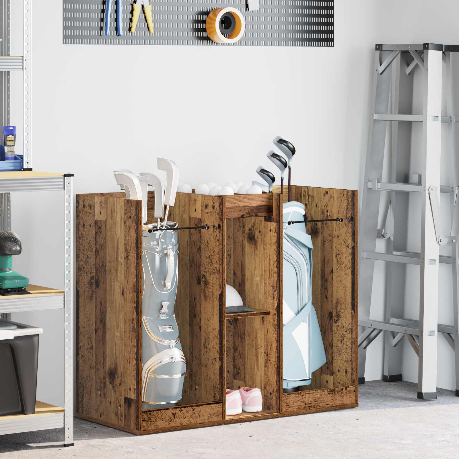vidaXL Golfkast met wiel Effen Wit 65 x 45 x 98 cm