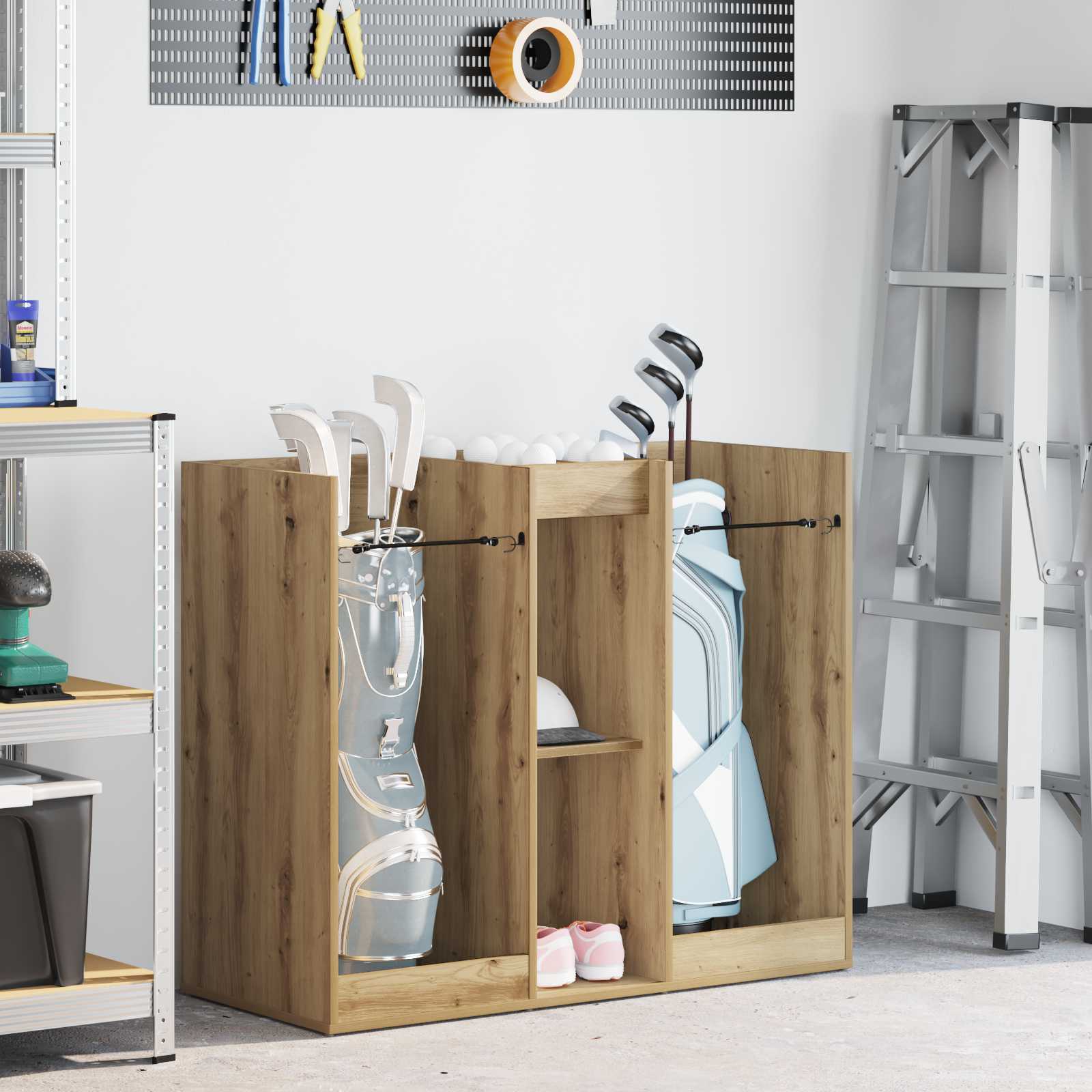 vidaXL Golfkast met wiel Effen Wit 65 x 45 x 98 cm