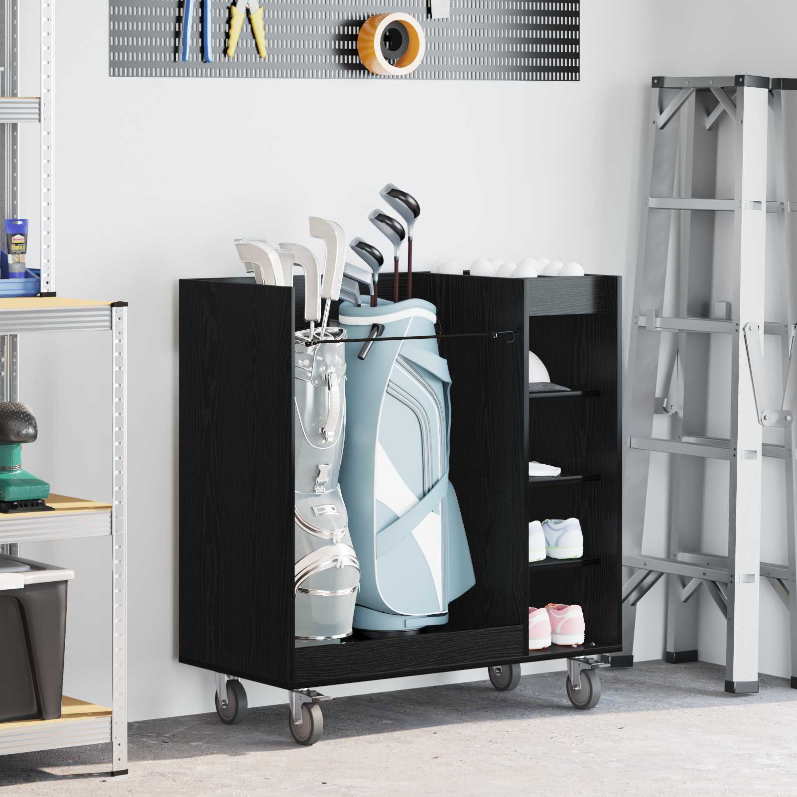 vidaXL Golfkast met wiel Effen Wit 65 x 45 x 98 cm