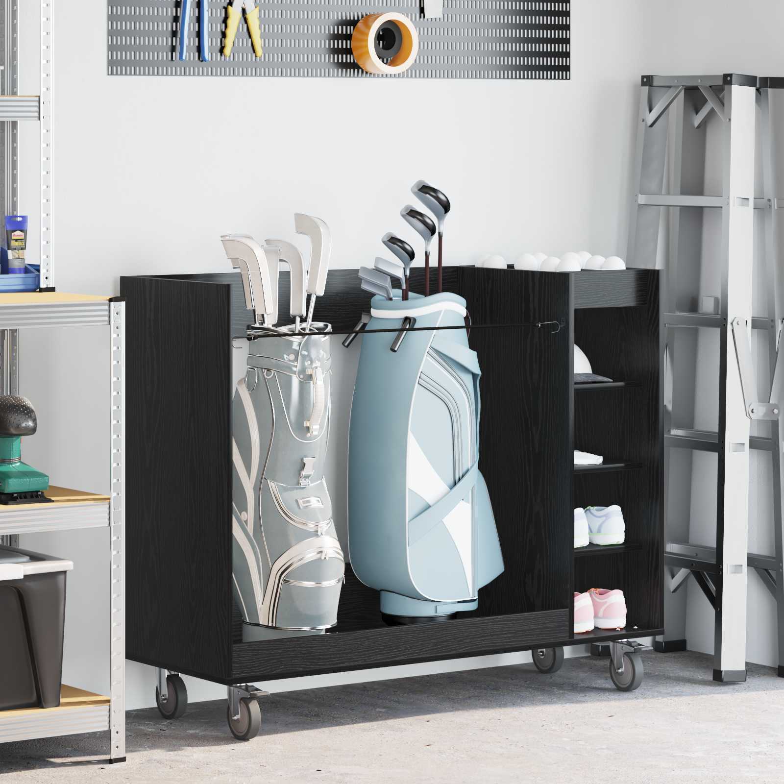 vidaXL Golfkast met wiel Effen Wit 65 x 45 x 98 cm
