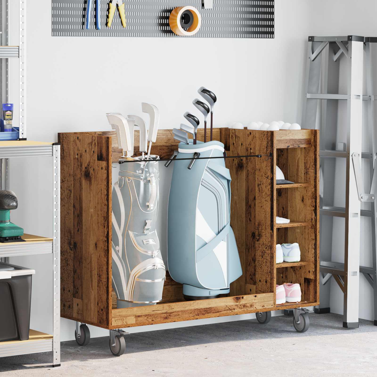 vidaXL Golfkast met wiel Effen Wit 65 x 45 x 98 cm
