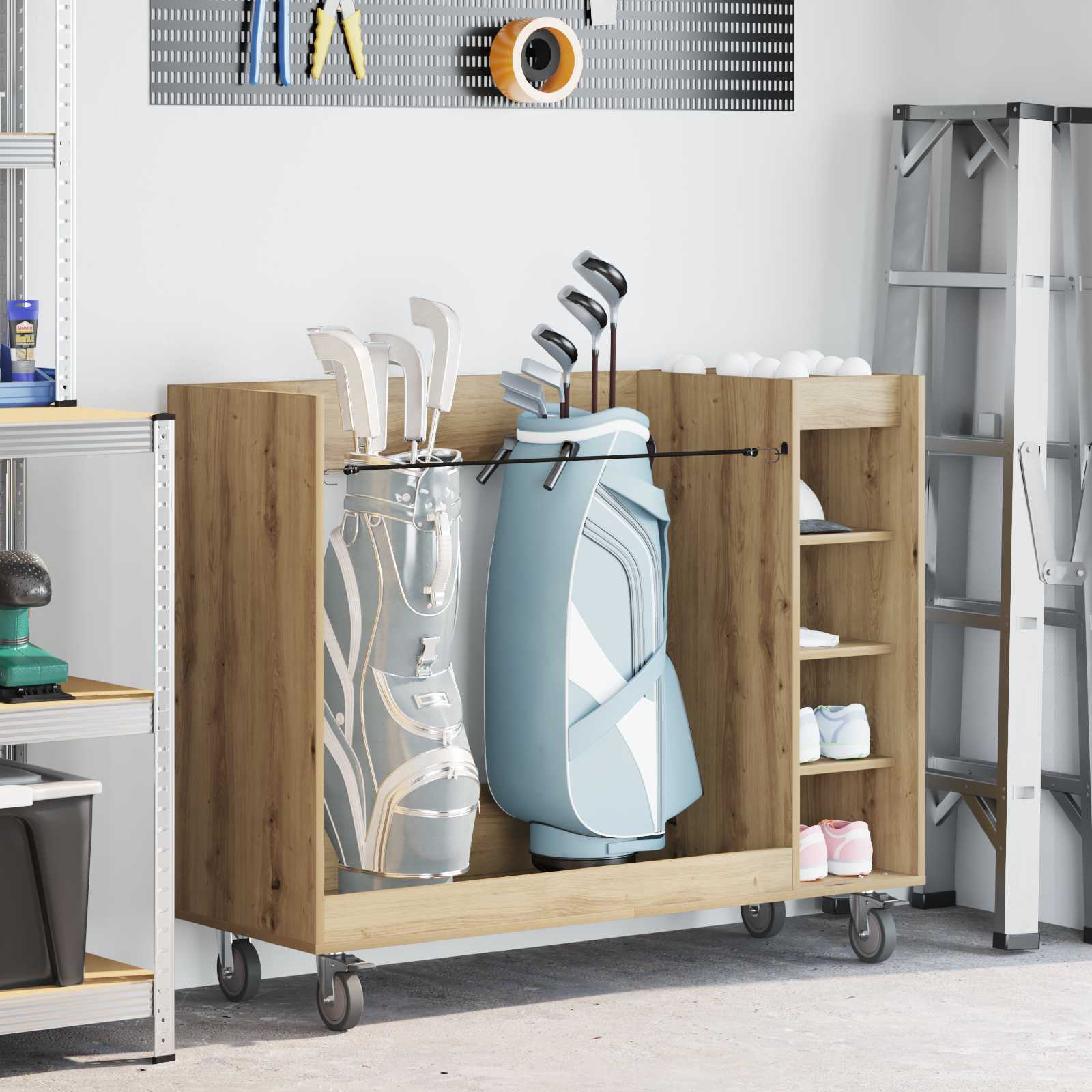 vidaXL Golfkast met wiel Effen Wit 65 x 45 x 98 cm