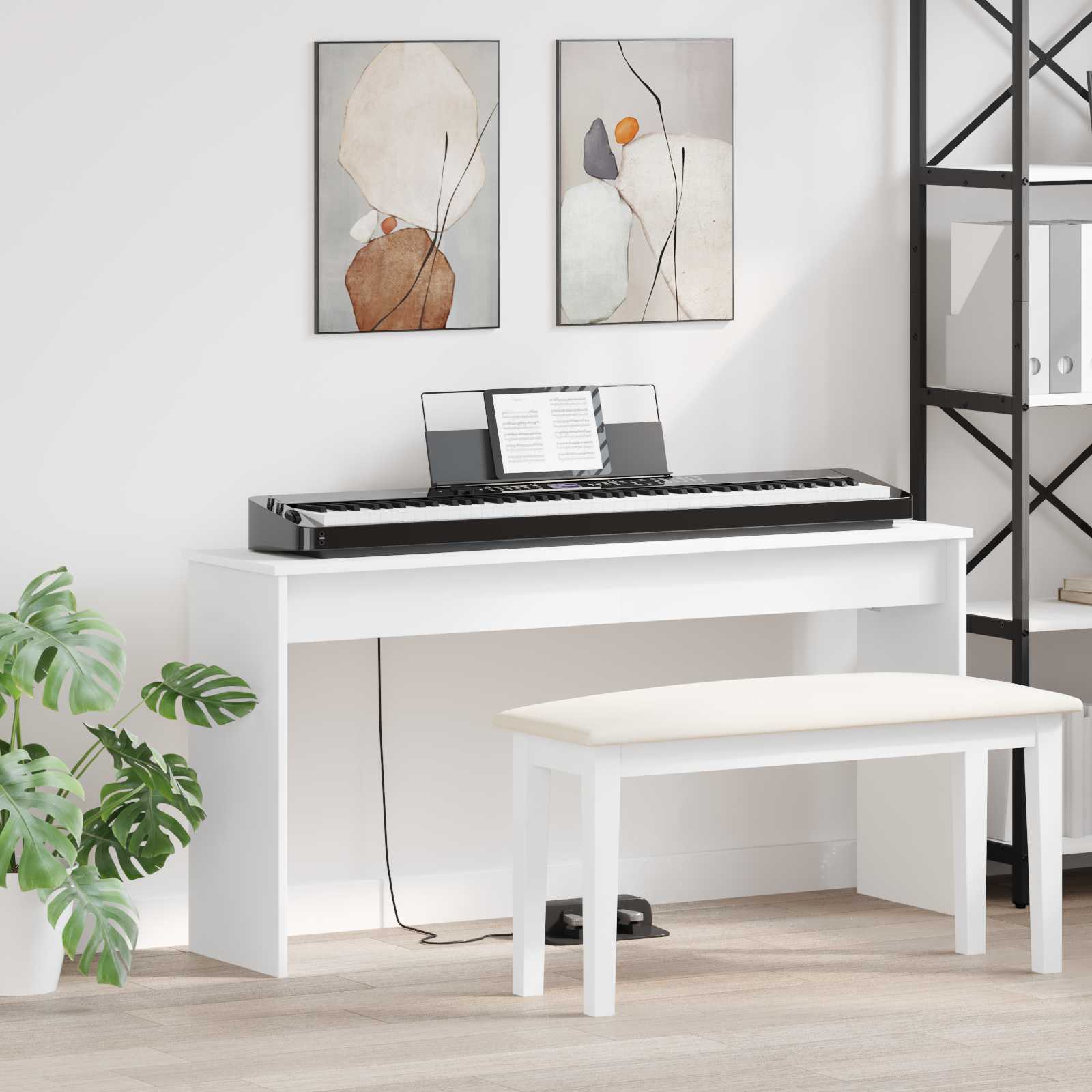 vidaXL Keyboardstand Wit 100 x 32 x 64 cm Bewerkt hout