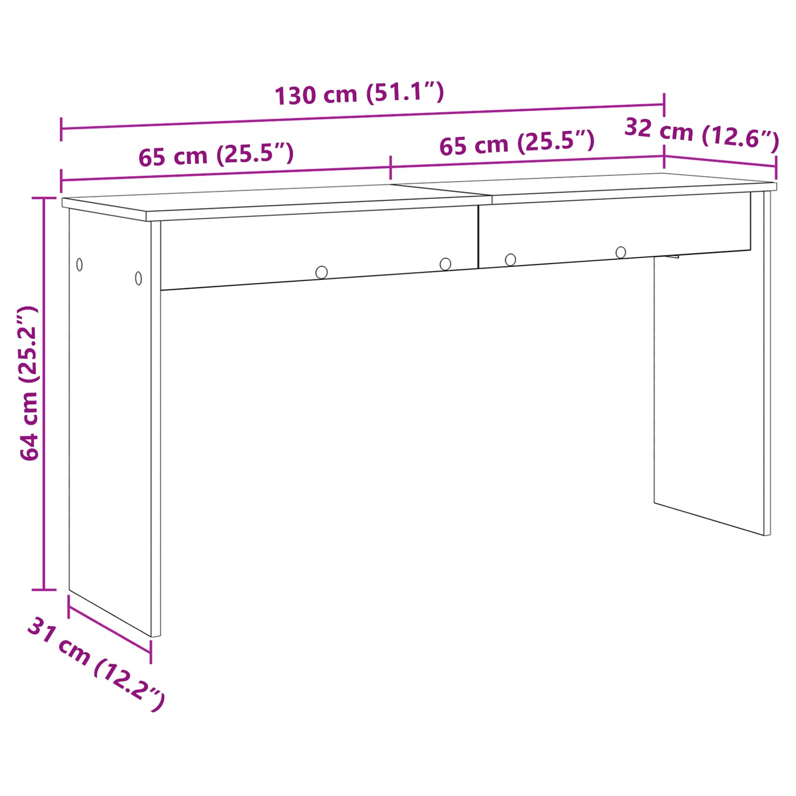 vidaXL Keyboardstand Wit 100 x 32 x 64 cm Bewerkt hout