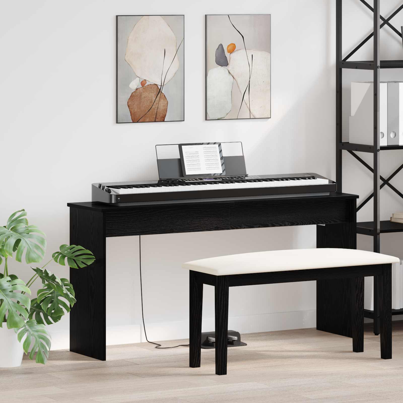 vidaXL Keyboardstand Wit 100 x 32 x 64 cm Bewerkt hout