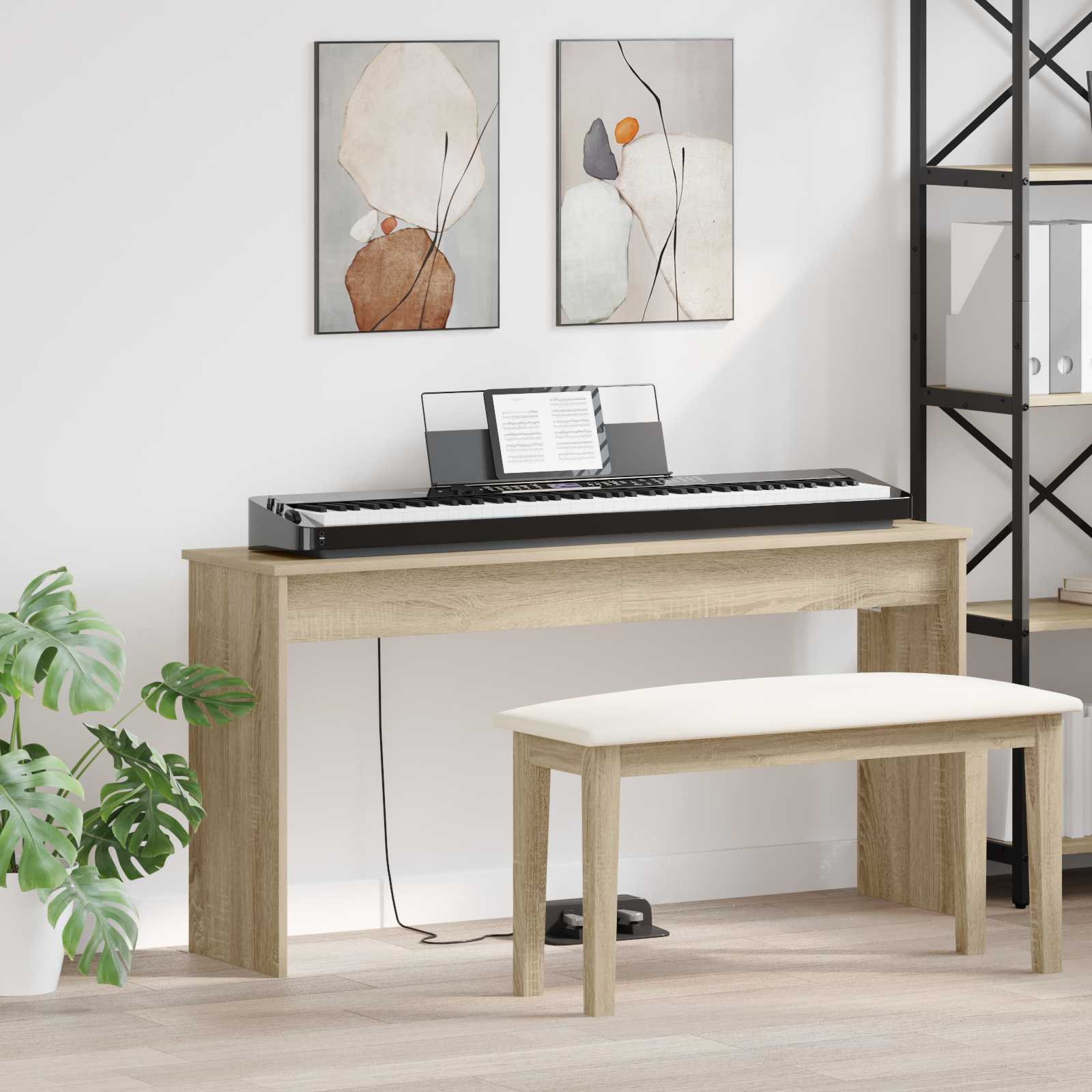 vidaXL Keyboardstand Wit 100 x 32 x 64 cm Bewerkt hout