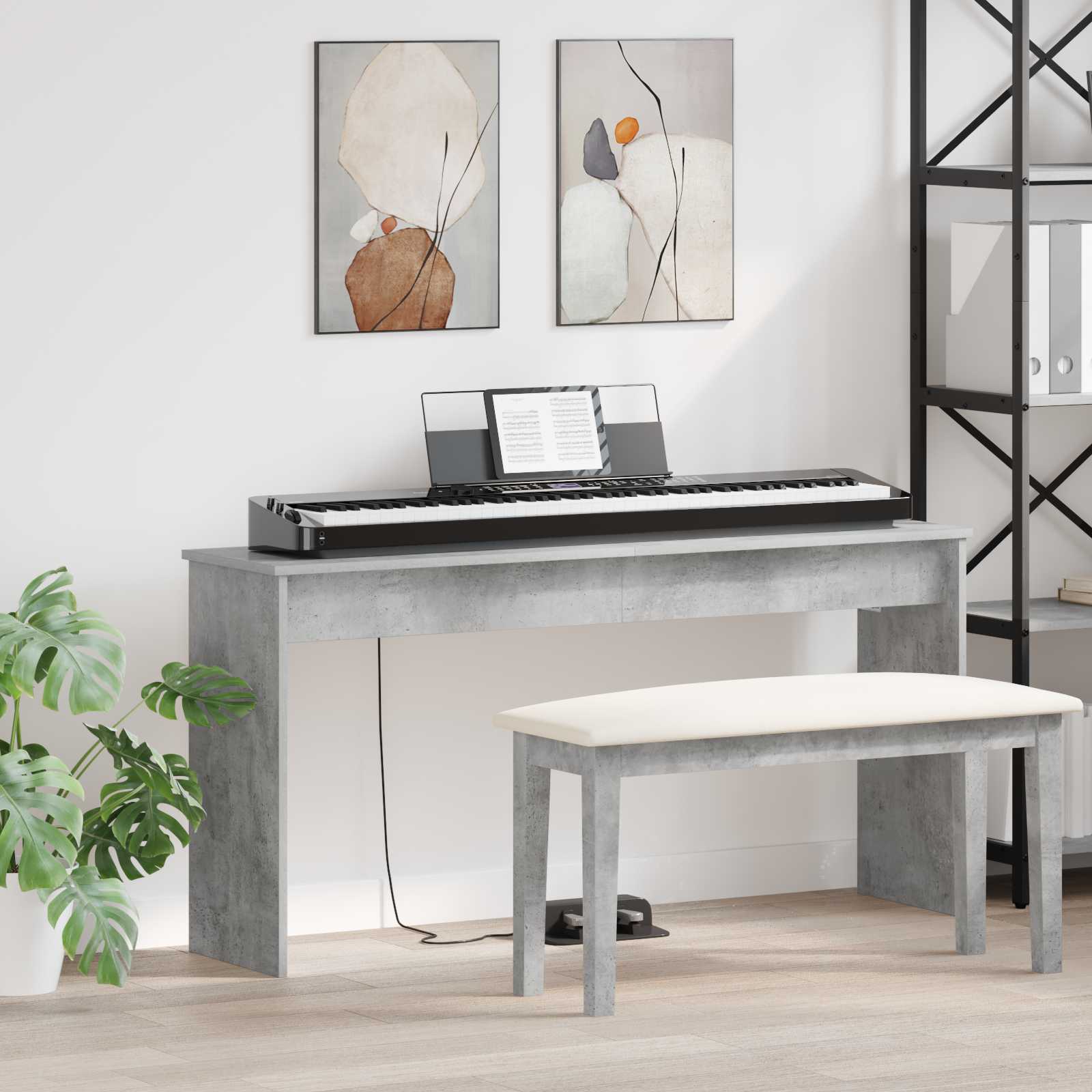 vidaXL Keyboardstand Wit 100 x 32 x 64 cm Bewerkt hout