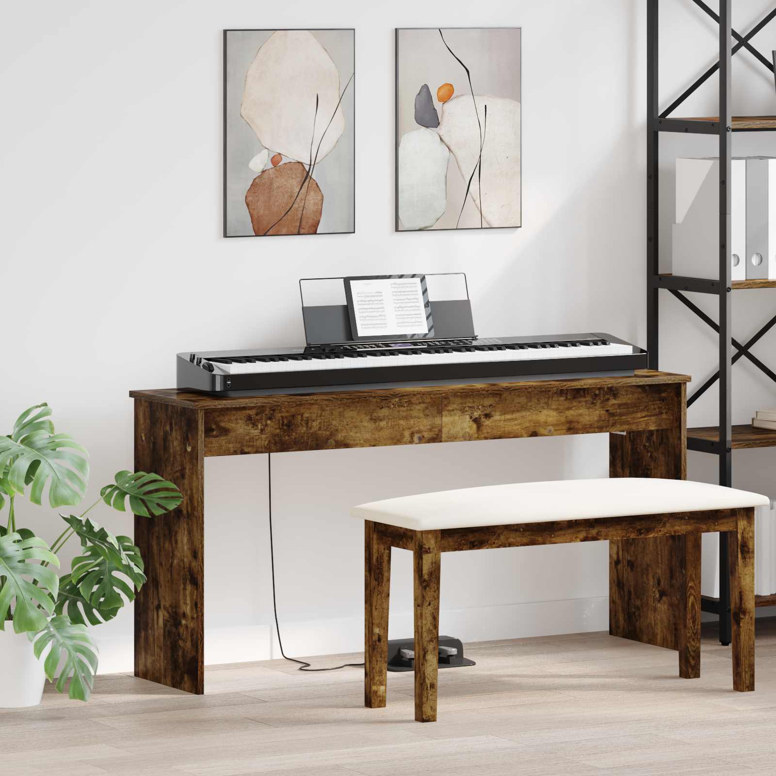 vidaXL Keyboardstand Wit 100 x 32 x 64 cm Bewerkt hout