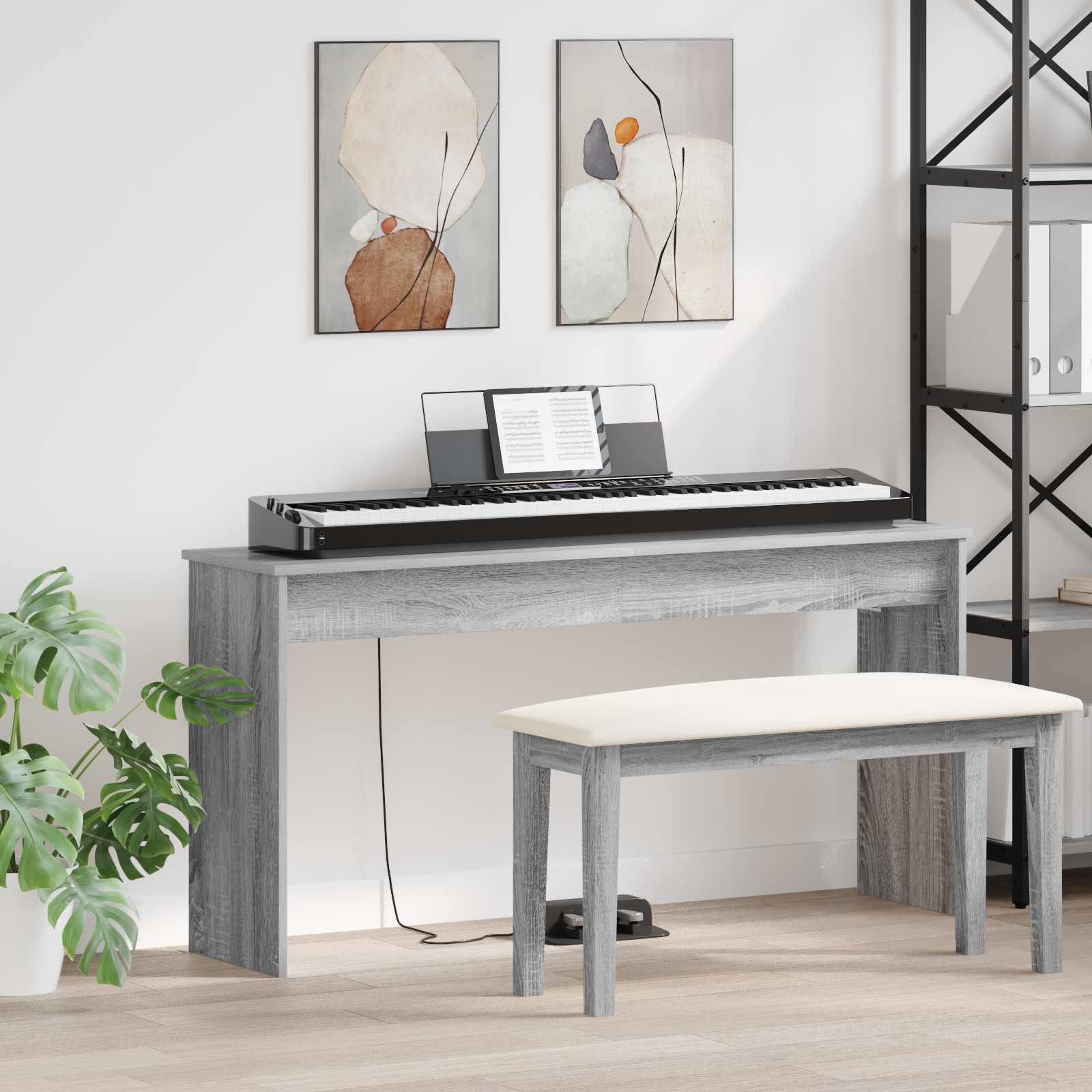 vidaXL Keyboardstand Wit 100 x 32 x 64 cm Bewerkt hout