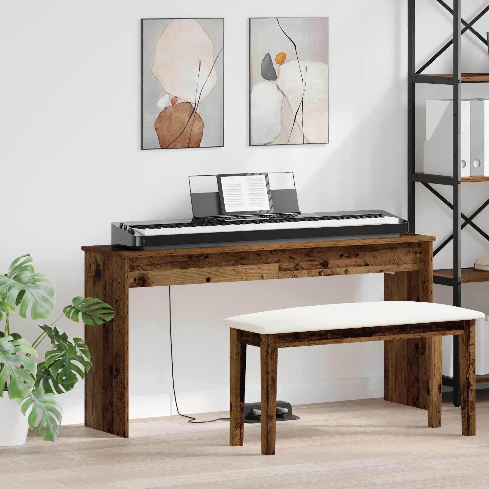 vidaXL Keyboardstand Wit 100 x 32 x 64 cm Bewerkt hout