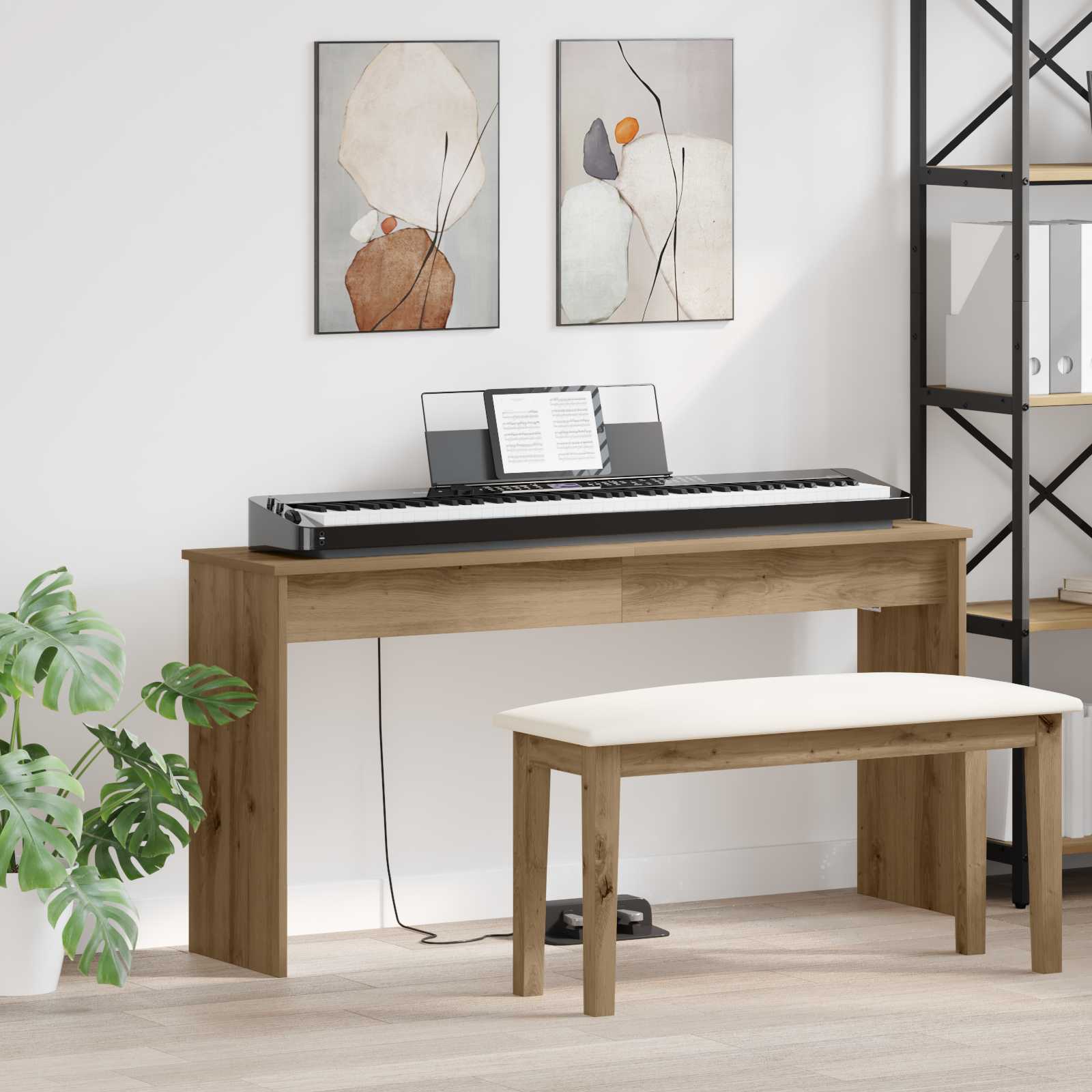 vidaXL Keyboardstand Wit 100 x 32 x 64 cm Bewerkt hout