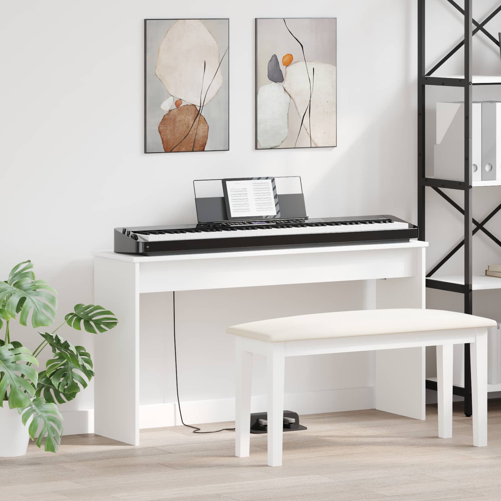 vidaXL Keyboardstand Wit 100 x 32 x 64 cm Bewerkt hout