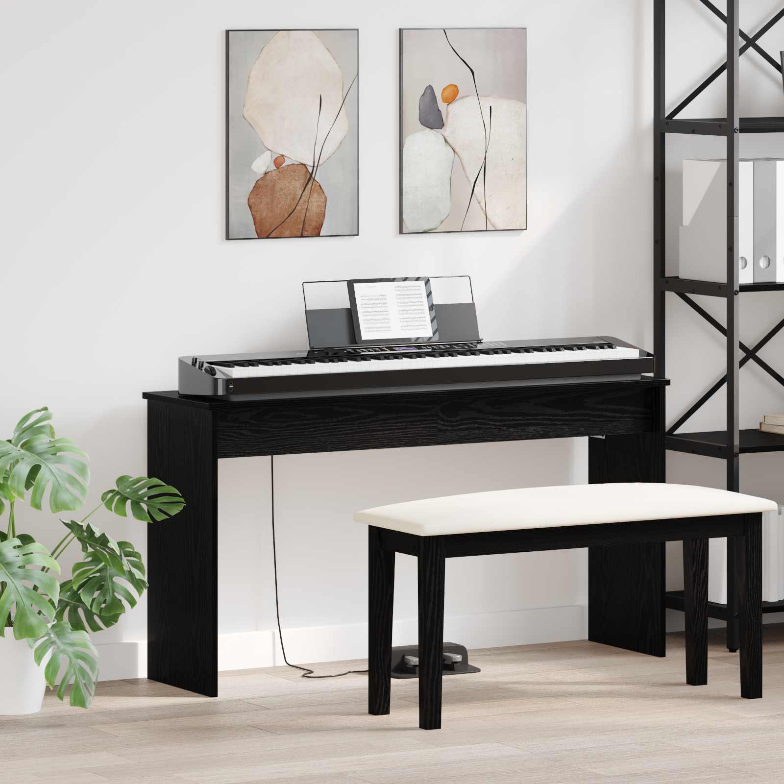 vidaXL Keyboardstand Wit 100 x 32 x 64 cm Bewerkt hout