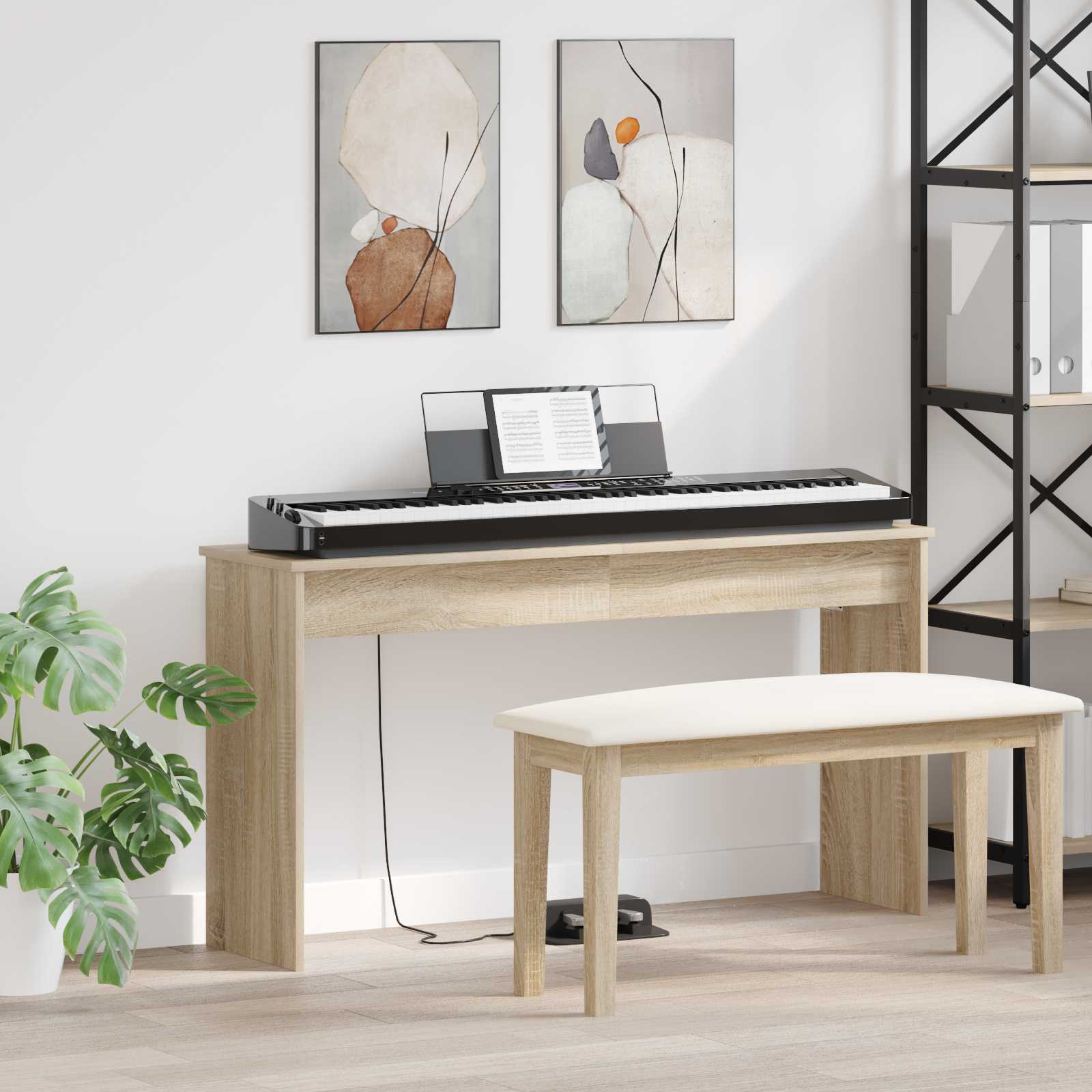 vidaXL Keyboardstand Wit 100 x 32 x 64 cm Bewerkt hout